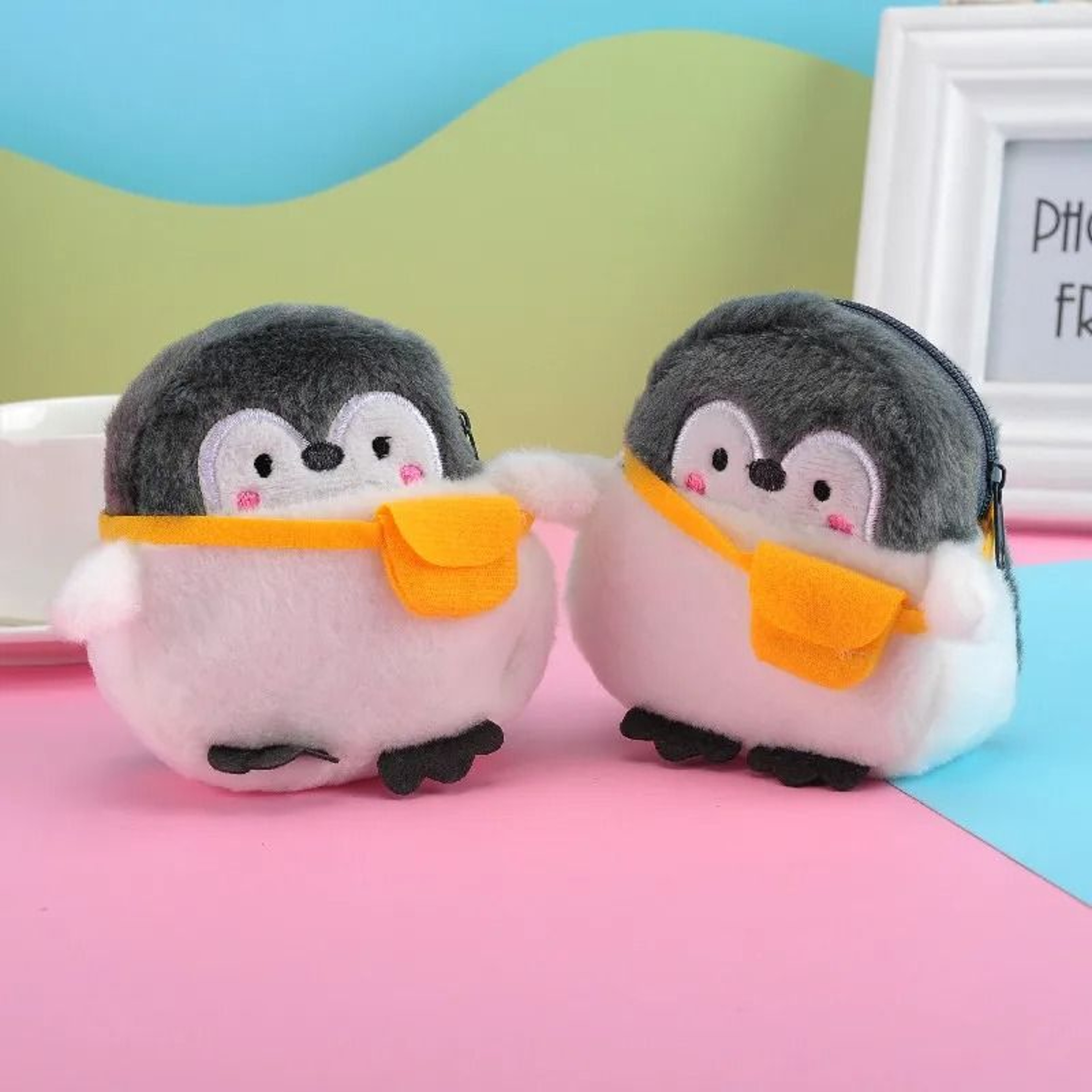 Cute Little Penguin Coin Purse Plush Backpack Style Storage Bag 0