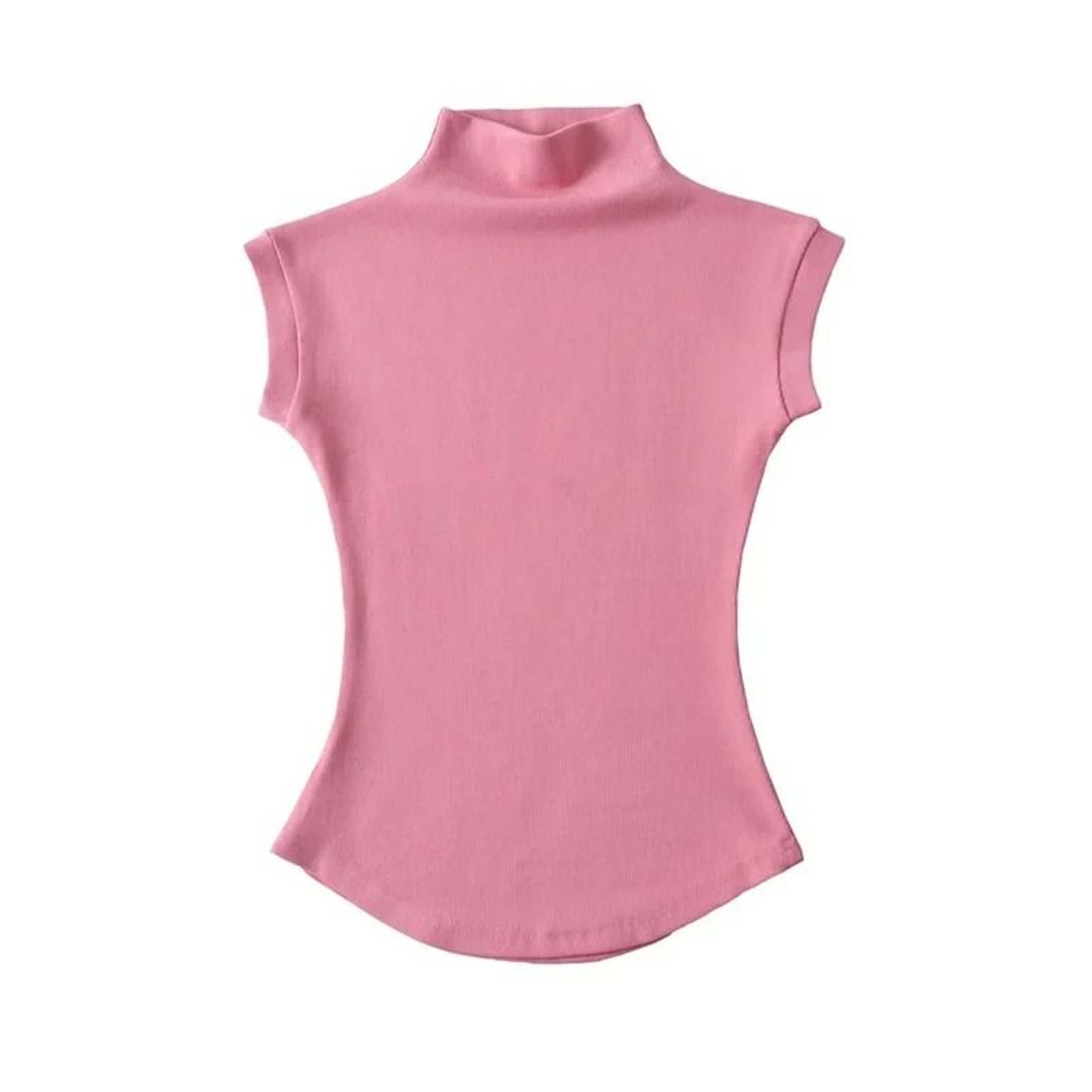 Women Summer Turtleneck Sleeveless Top Solid Slim Fit 9