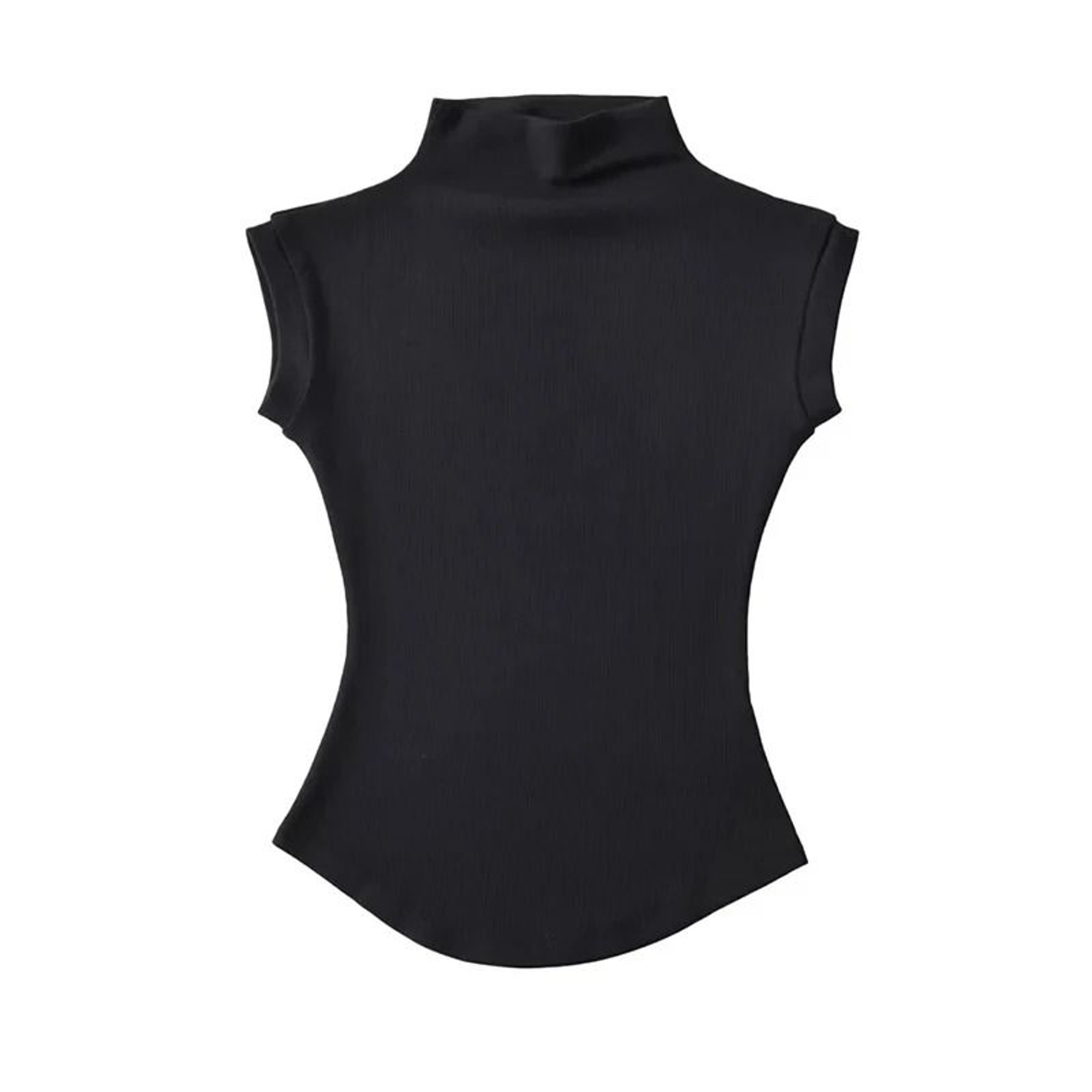 Women Summer Turtleneck Sleeveless Top Solid Slim Fit 7