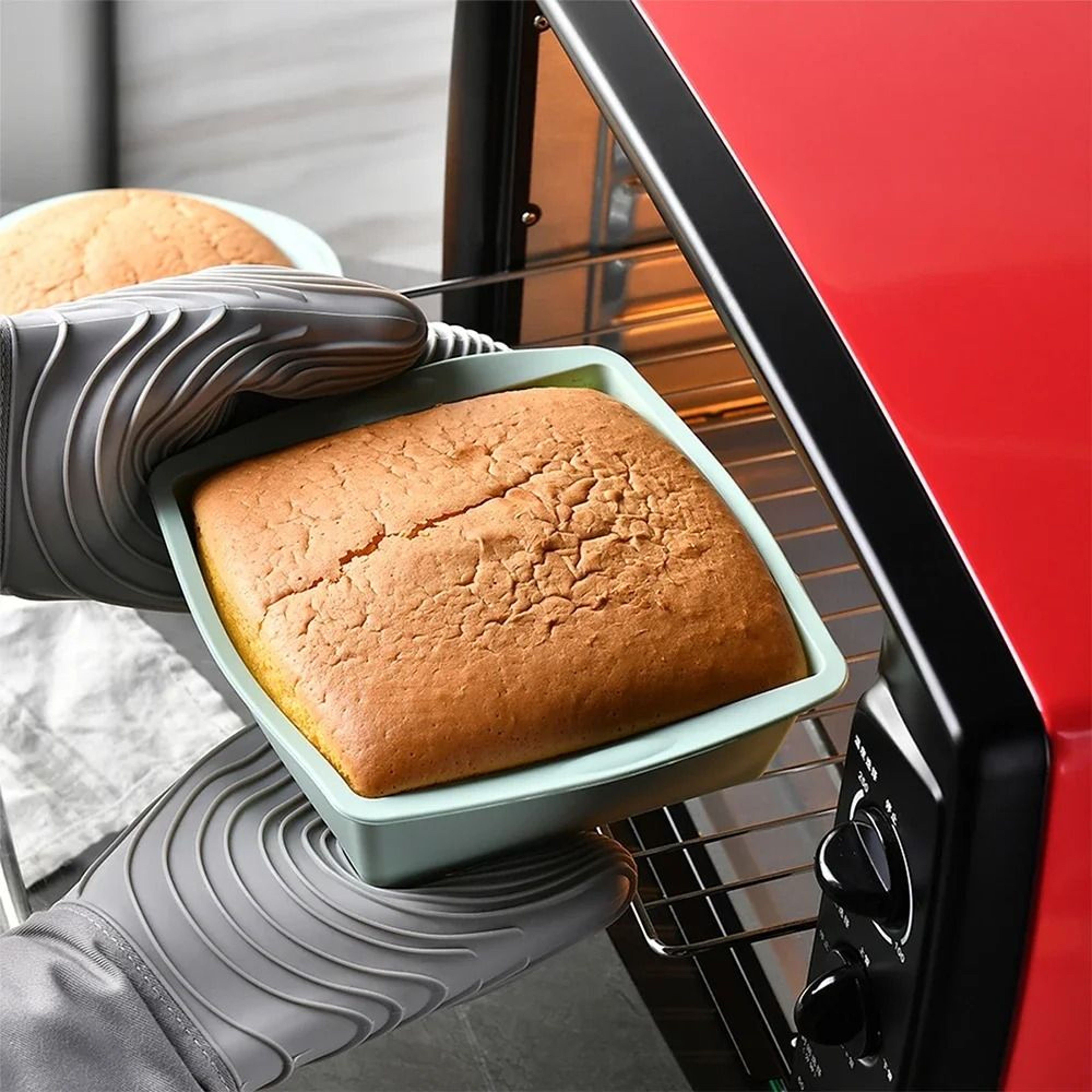 Silicone Square Cake Plate NonStick With AntiSlip Handle For Oven  Air Fryer 3