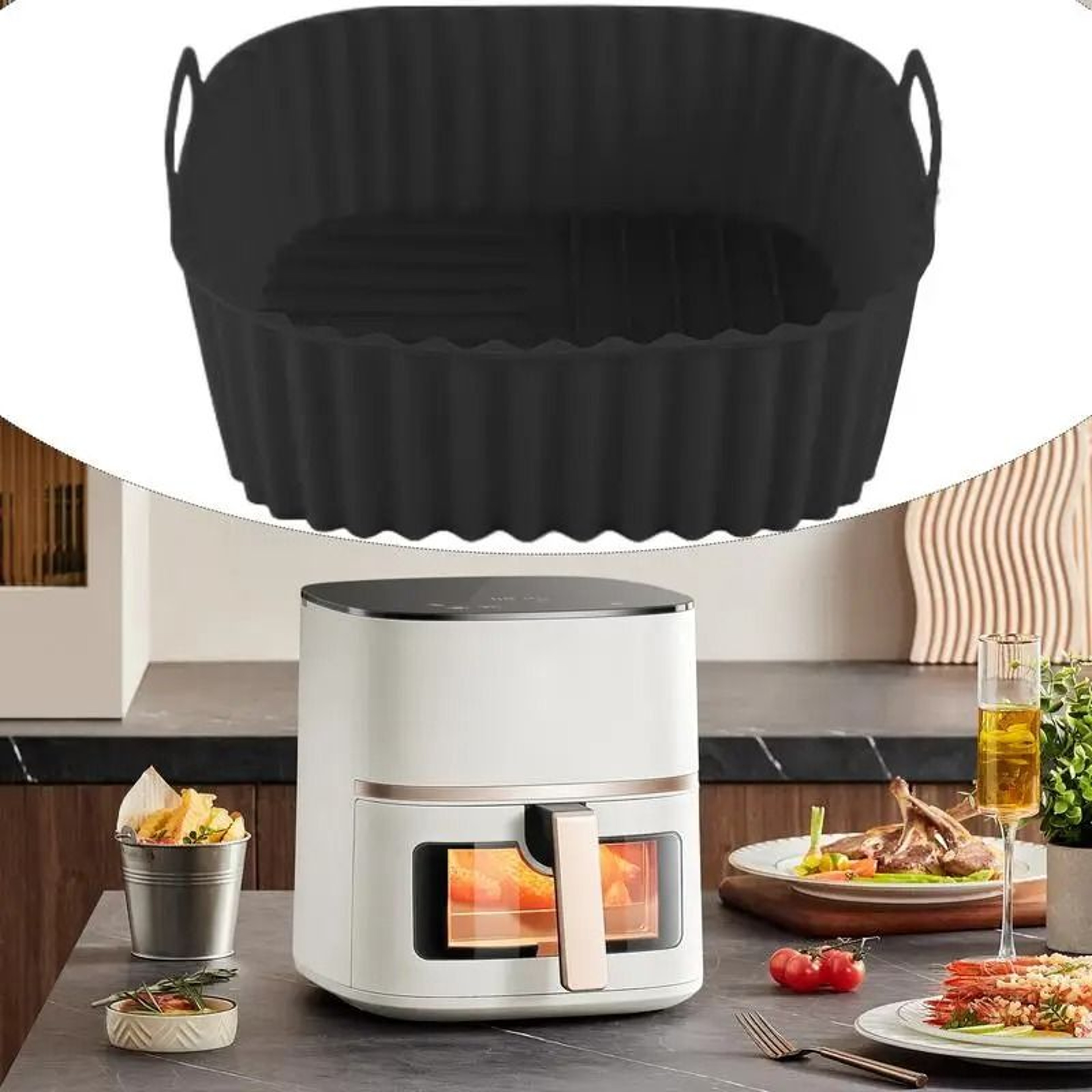 Silicone Square Air Fryer Liner Pot For Reusable NonStick Cooking Bowl 4