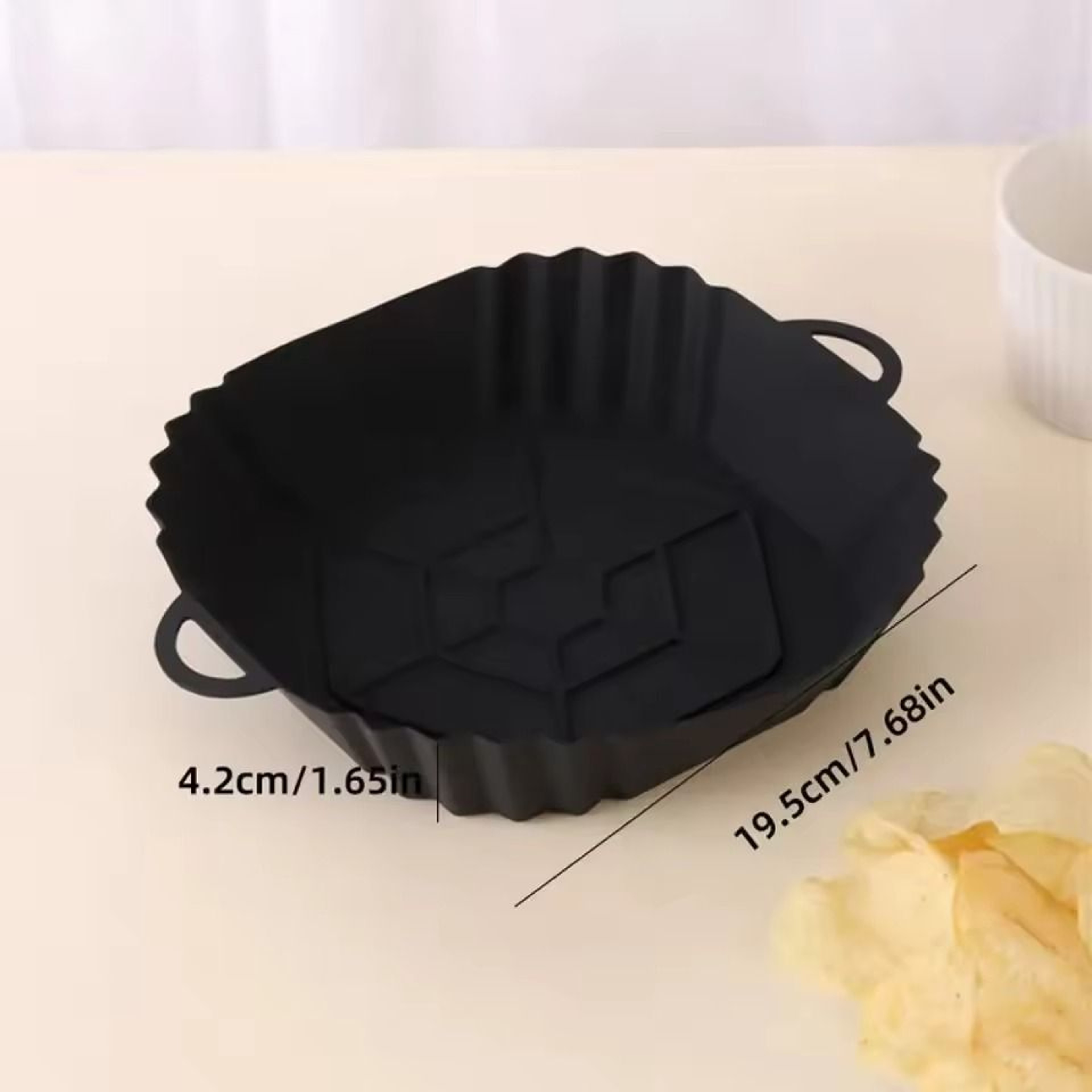 Silicone Square Air Fryer Pot Tray With Handle For Reusable Non Stick Baking 8