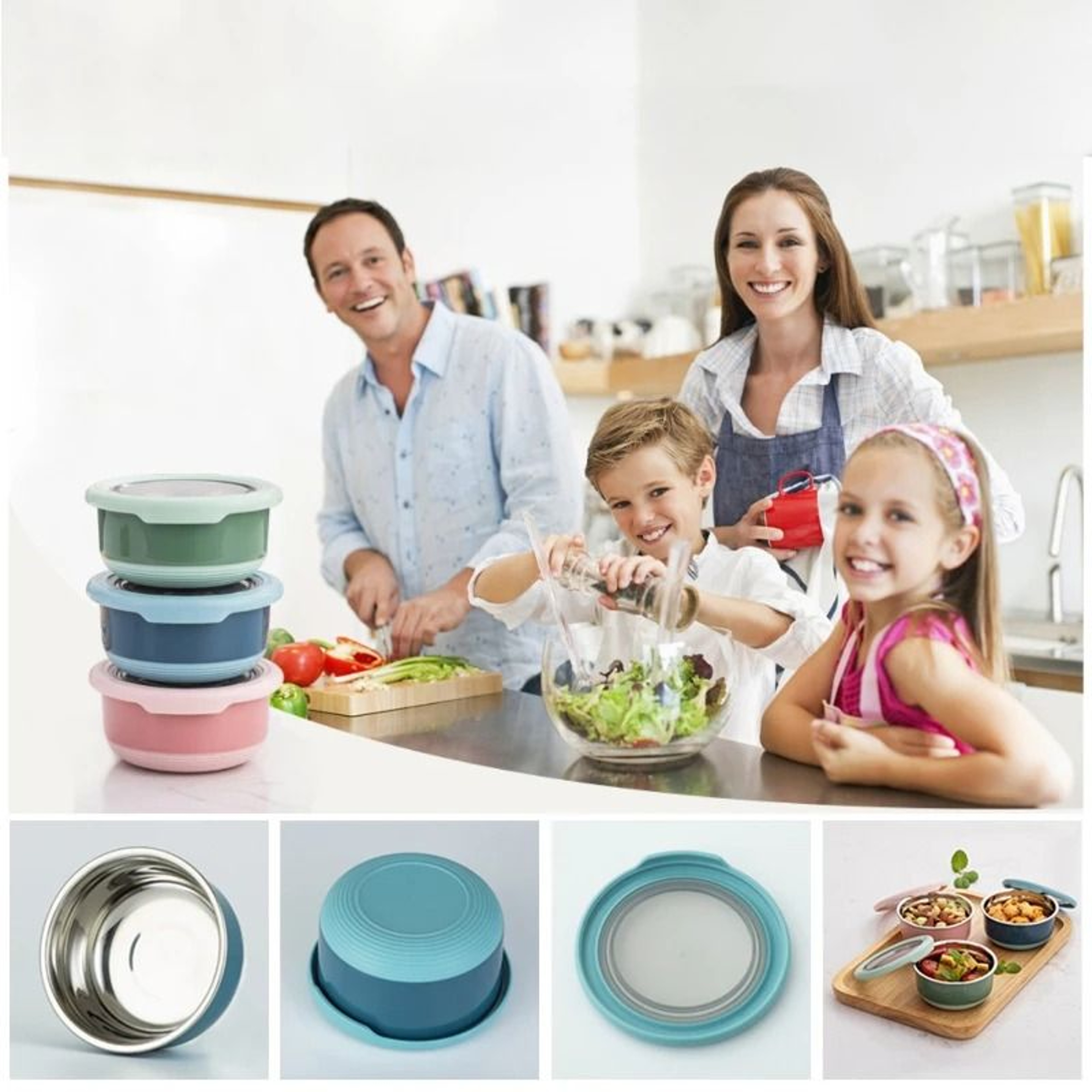Stainless Steel Food Sealing Bowl Lunch Box With Lid 3