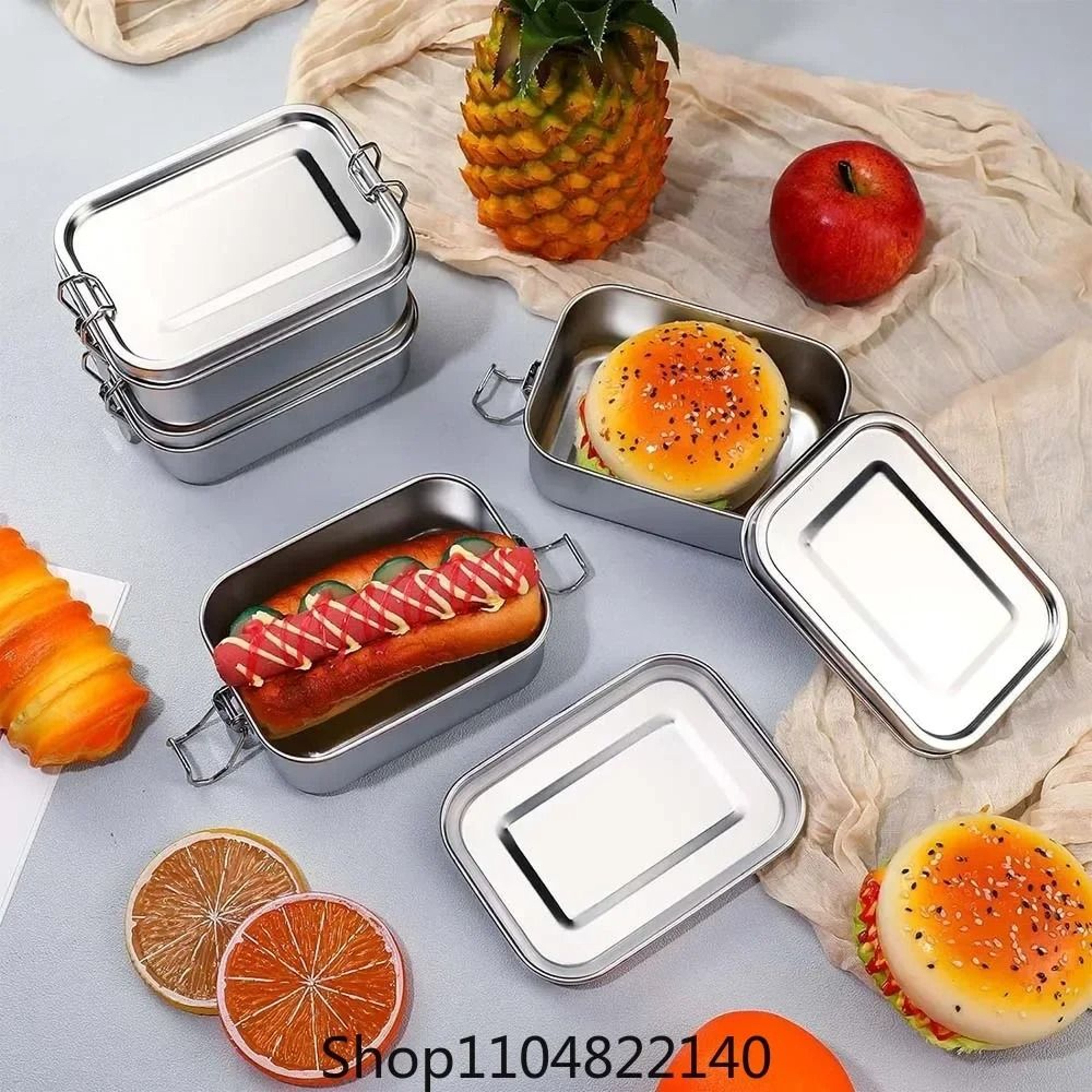 Stainless Steel LockClip Bento Lunch Box Meal Prep Container 4