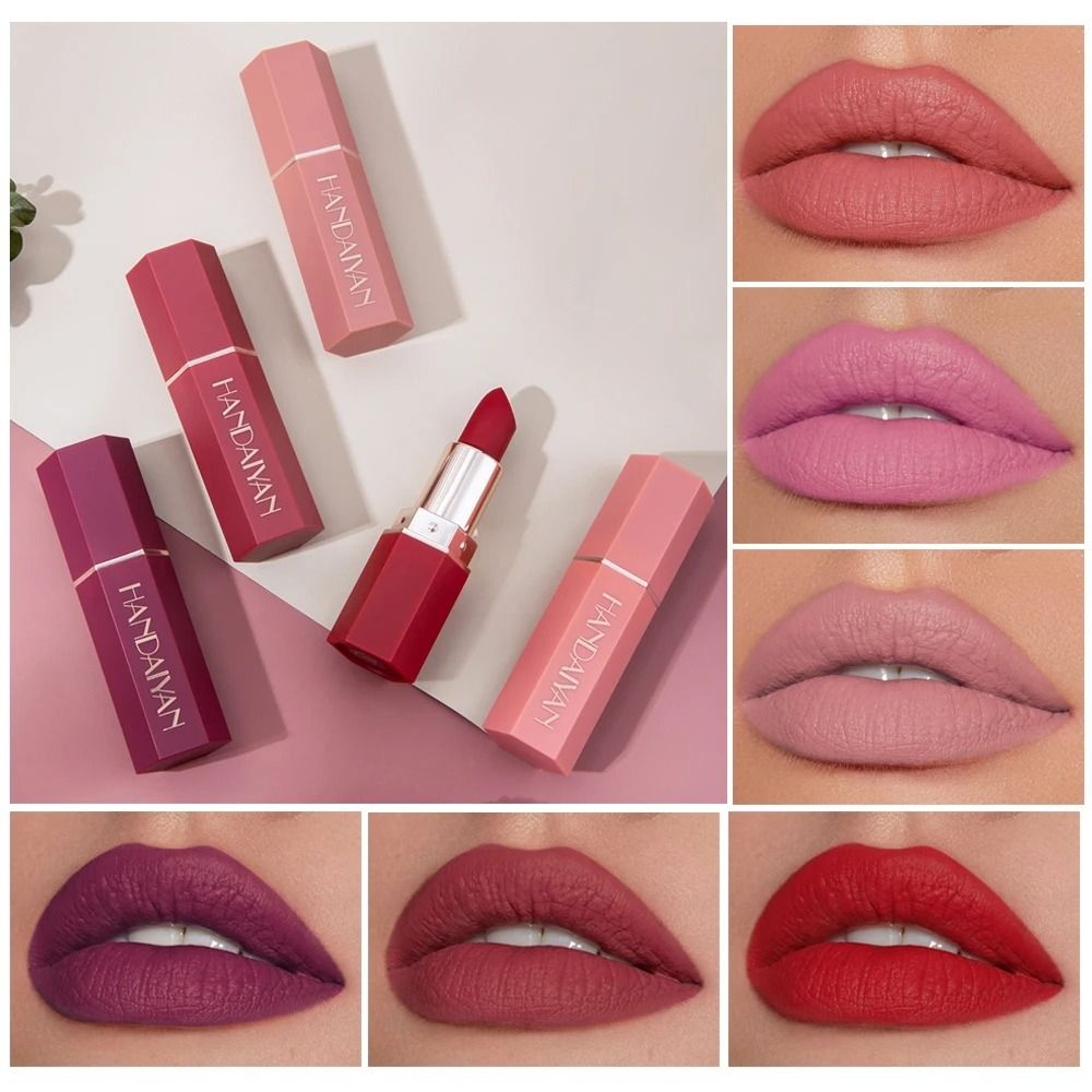 6Color Long Lasting Matte Lipstick Set Waterproof Velvety Finish 0