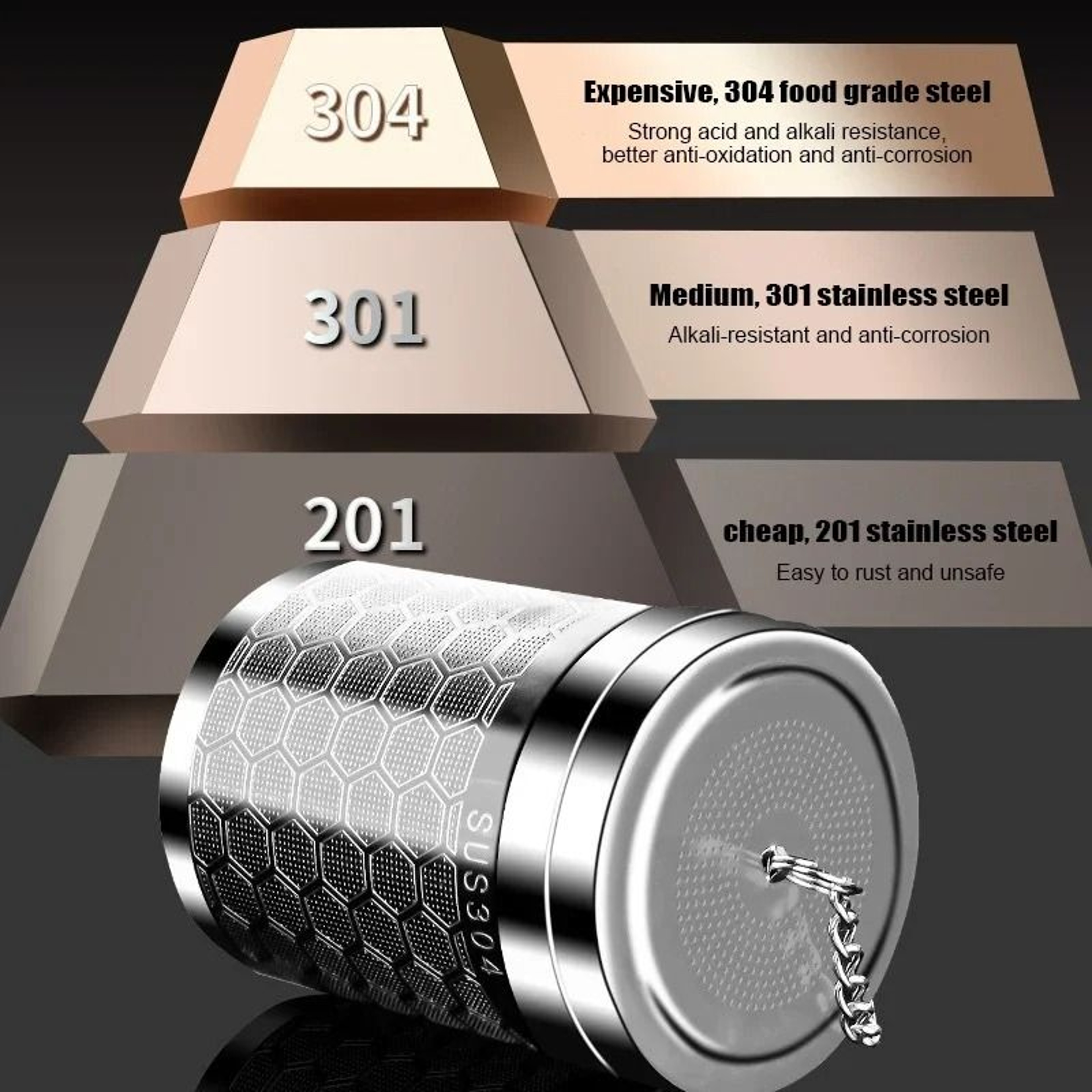 Extra Fine Mesh Stainless Steel Tea Infuser With Extended Chain 2