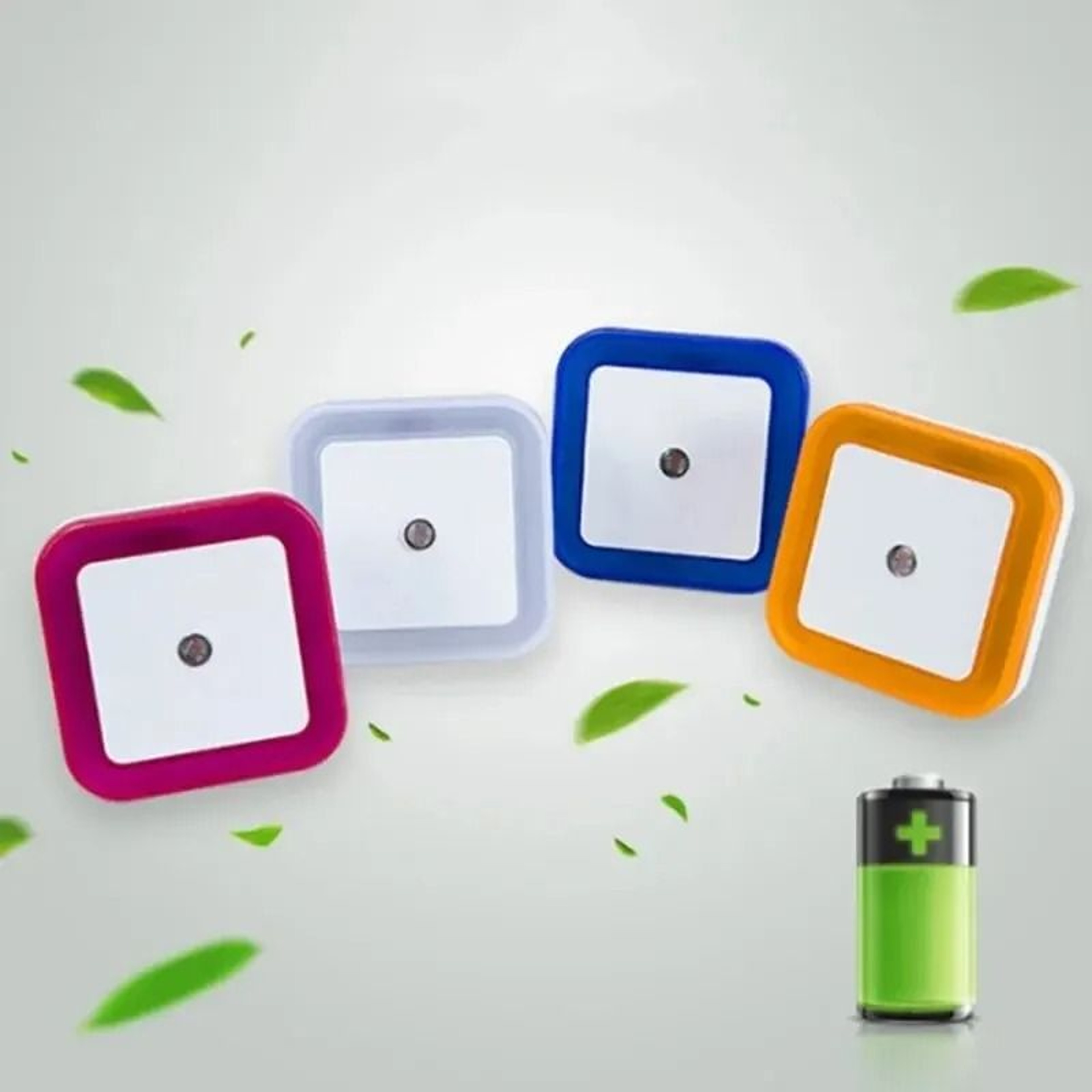 Wireless Sensor LED Night Light EU US Plug Mini Square Night Light 4