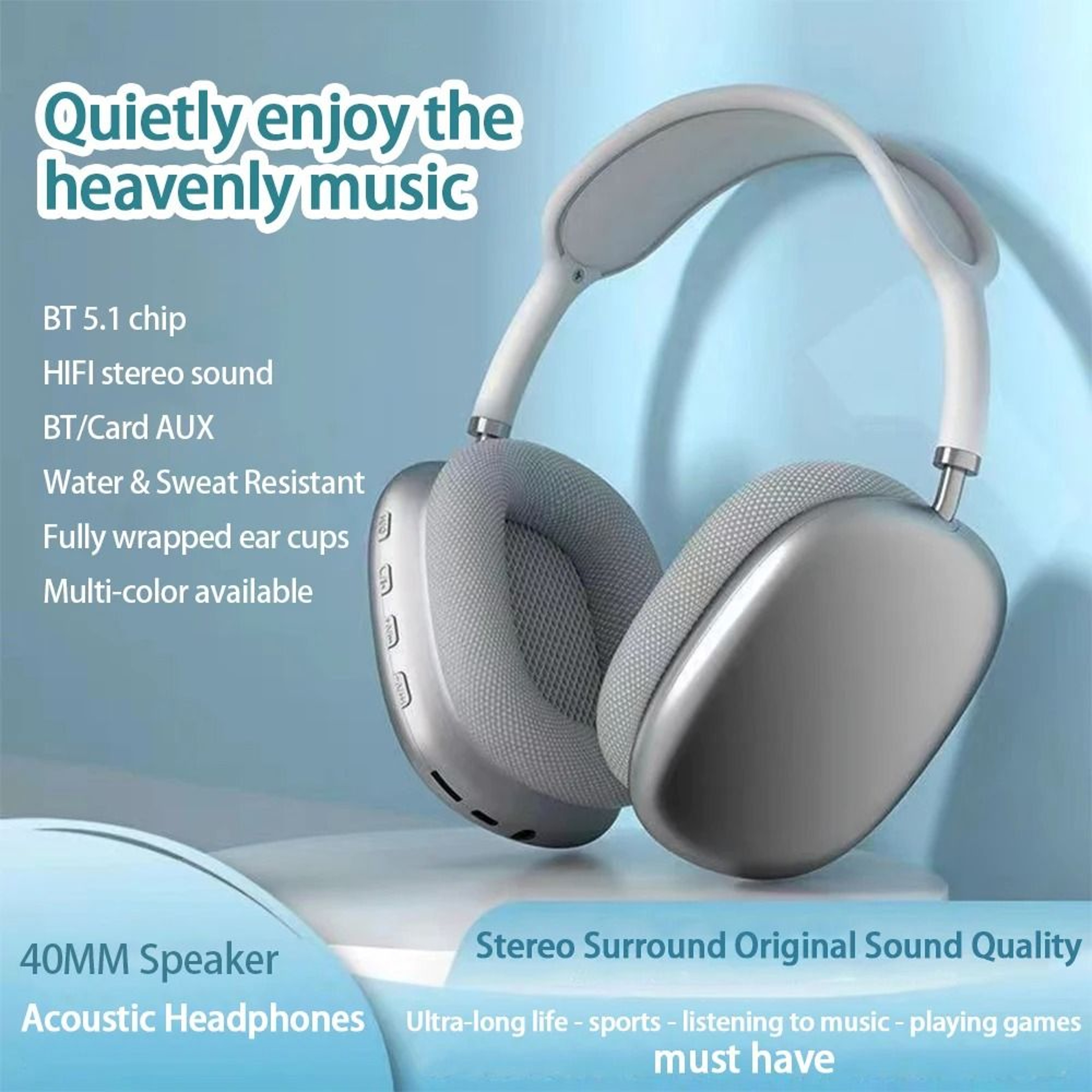 P9 Wireless Bluetooth Headset Outdoor Sports Gaming Wireless Headphones With Mic 1