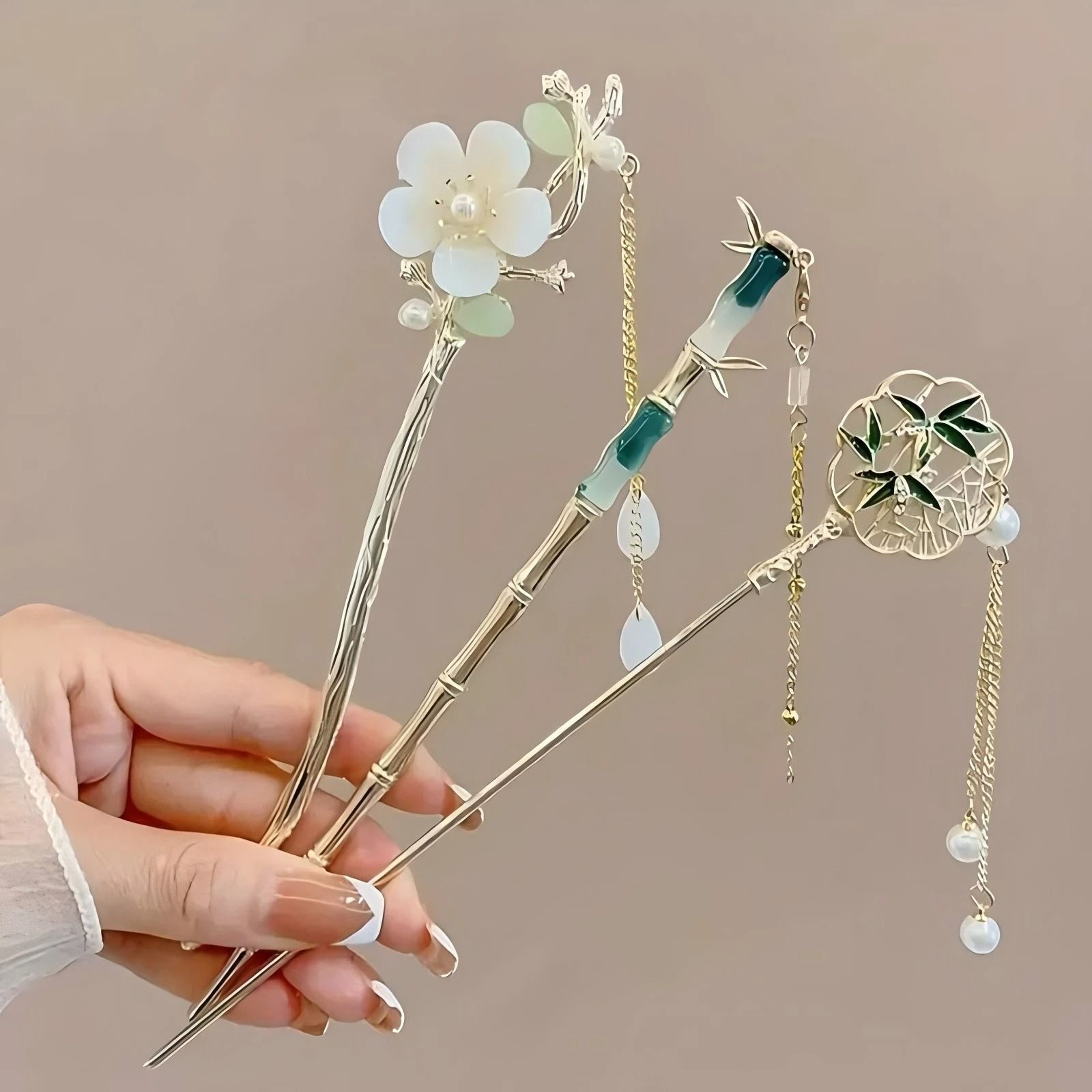 Elegant Chinese Style Tassel Hair Stick Traditional Floral Hairpin For Women 1