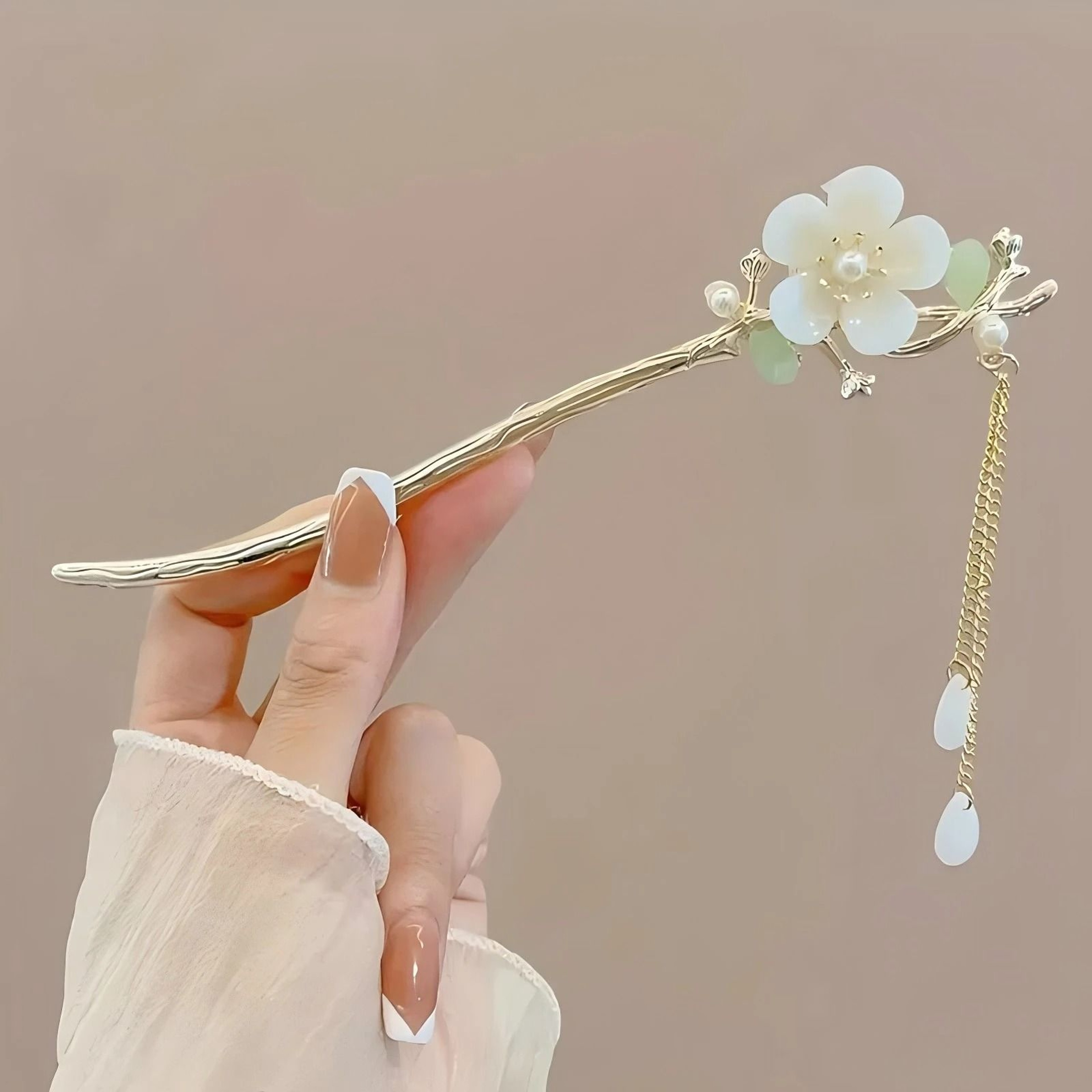 Elegant Chinese Style Tassel Hair Stick Traditional Floral Hairpin For Women 9