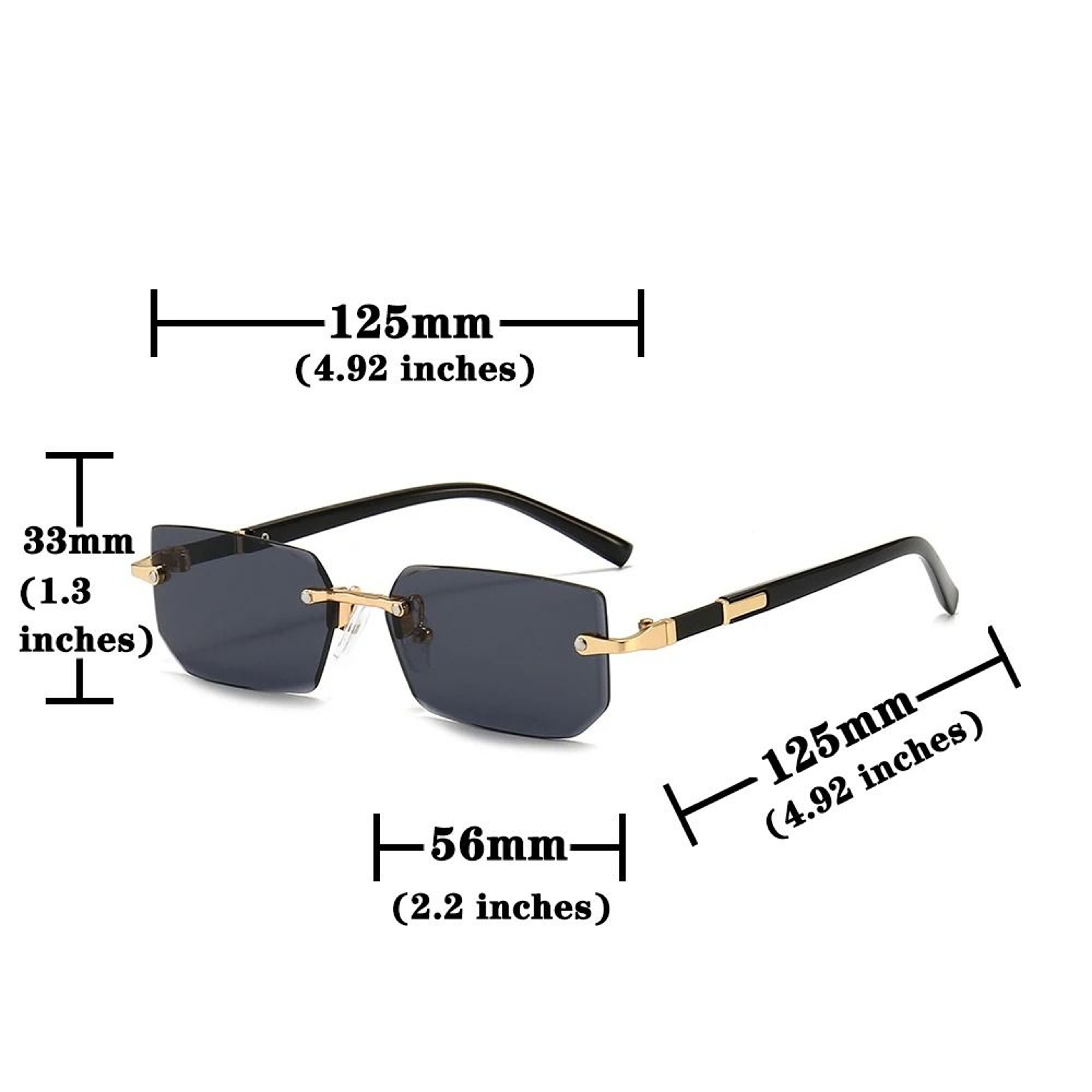 Rimless Rectangle Sunglasses For Women And Men Small Square Fashion Shades 2