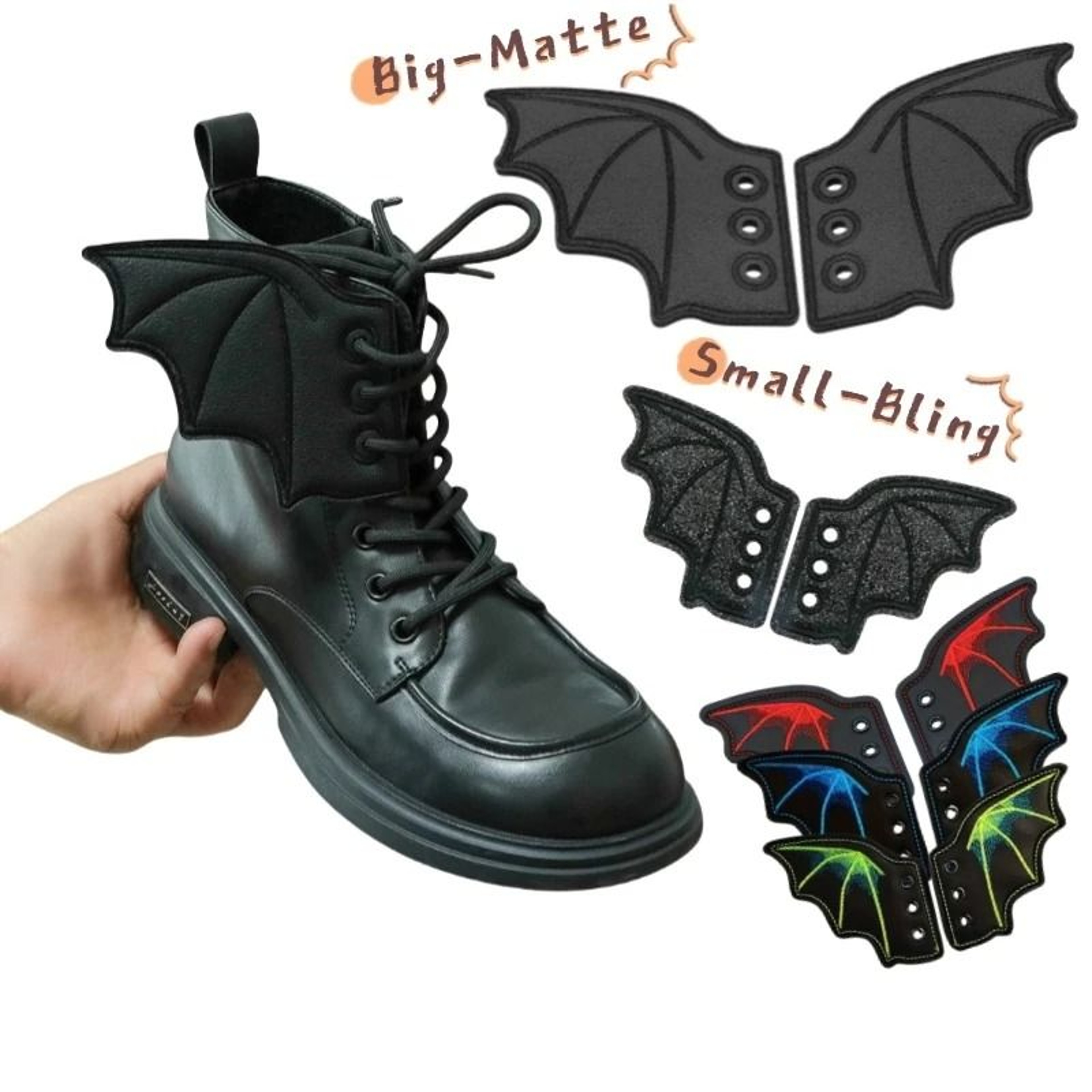 Bling Bat Shoe Wings Embroidery DIY Charm Decorations For Sneakers 0