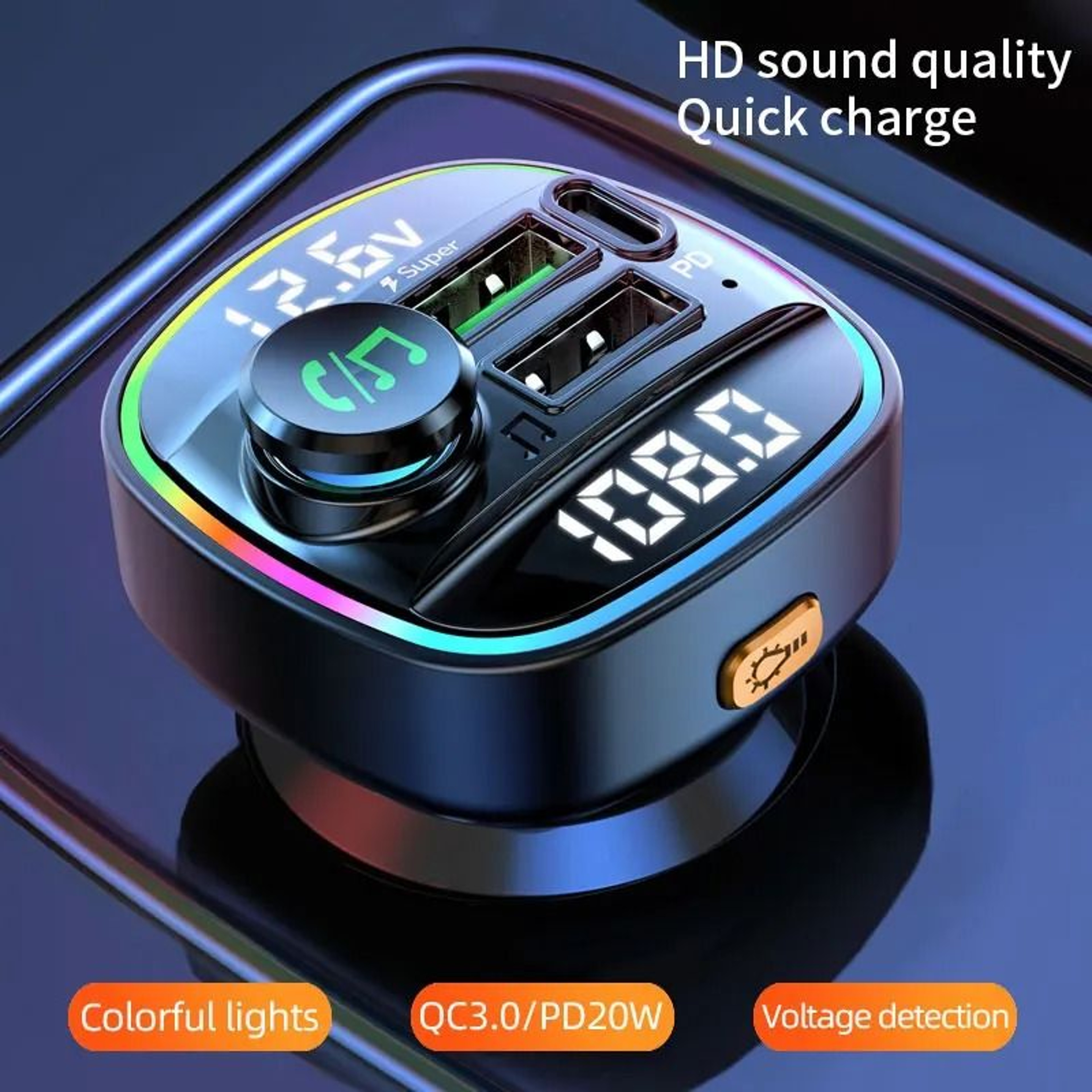 Bluetooth 50 FM Transmitter Handsfree Car Radio Modulator MP3 Player With 225W USB Super Quick Char 2