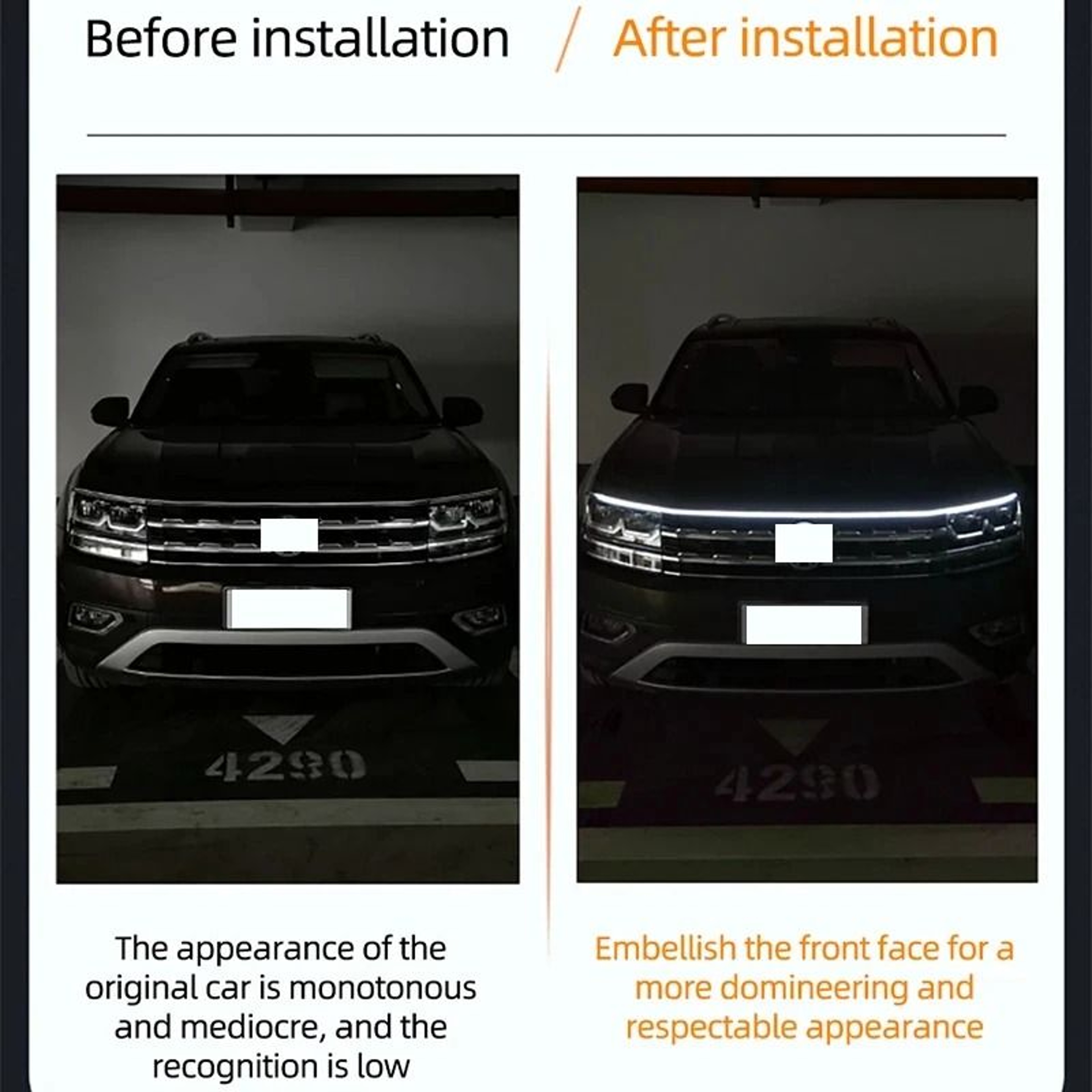 150cm LED Daytime Running Light Car Hood Decorative Lamp 12V 2