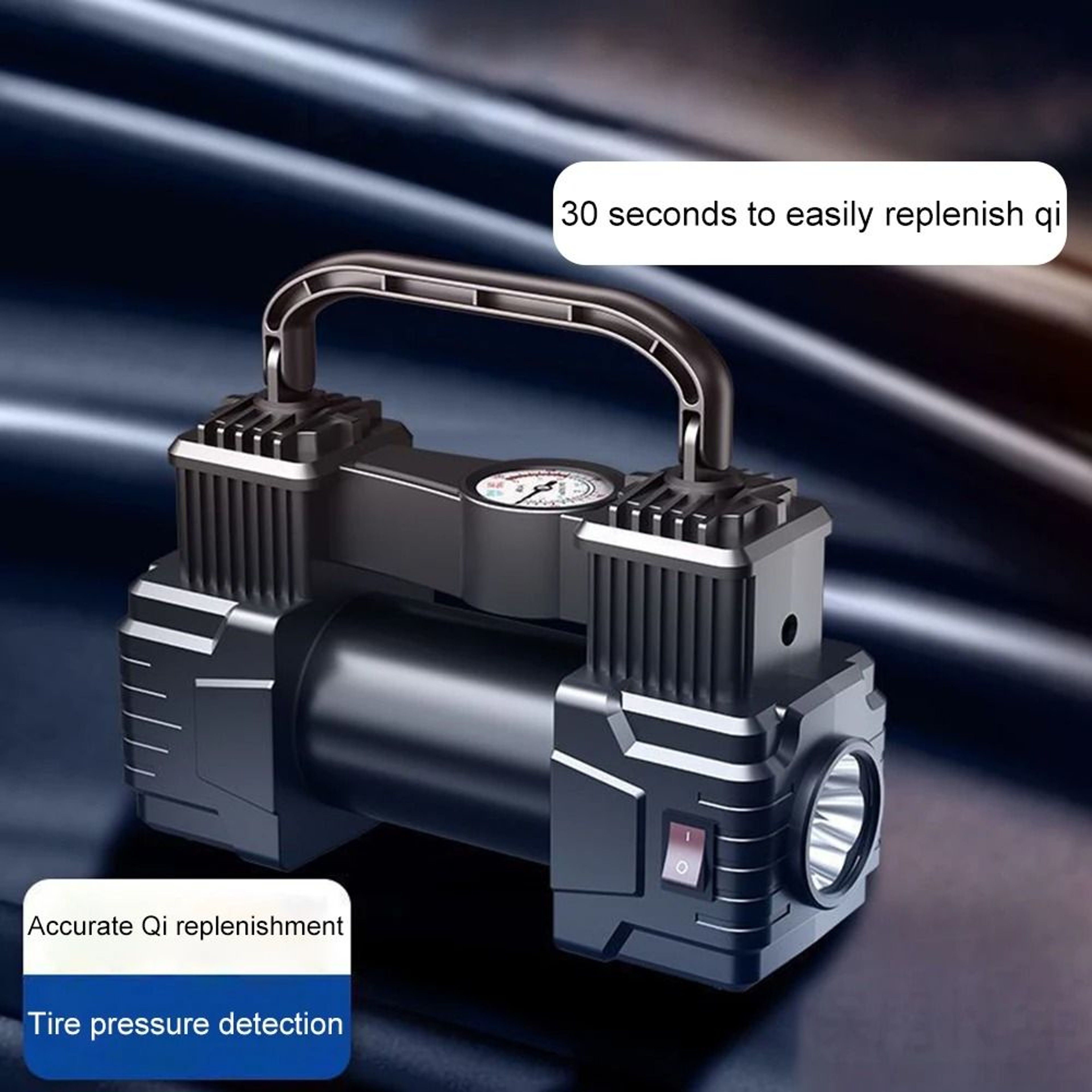 12V 150PSI Mini Air Compressor Dual Cylinder Heavy Duty Tire Inflator With LED Light 4