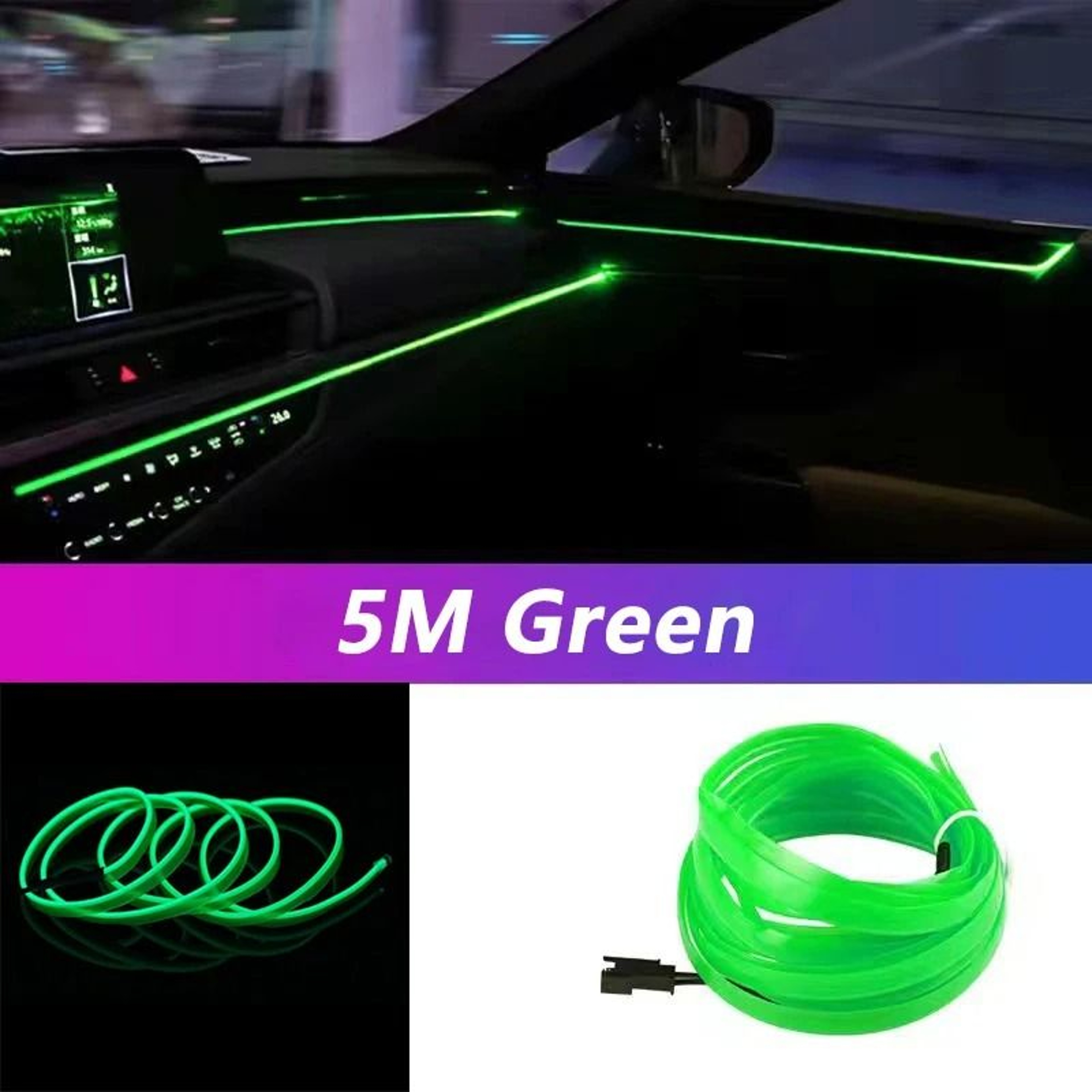 5M Car Interior LED Strip Light Neon Ambient USB Light 9
