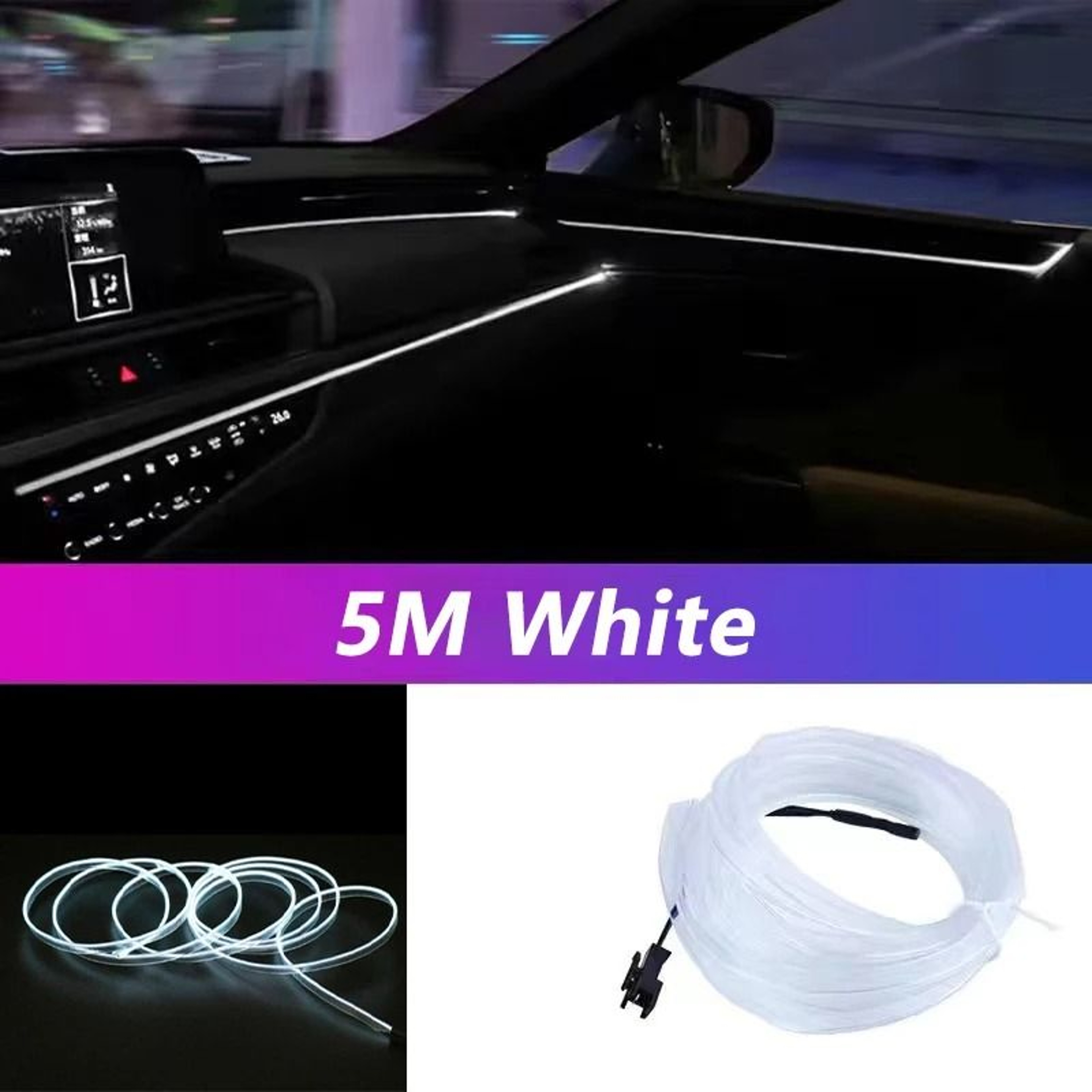 5M Car Interior LED Strip Light Neon Ambient USB Light 13