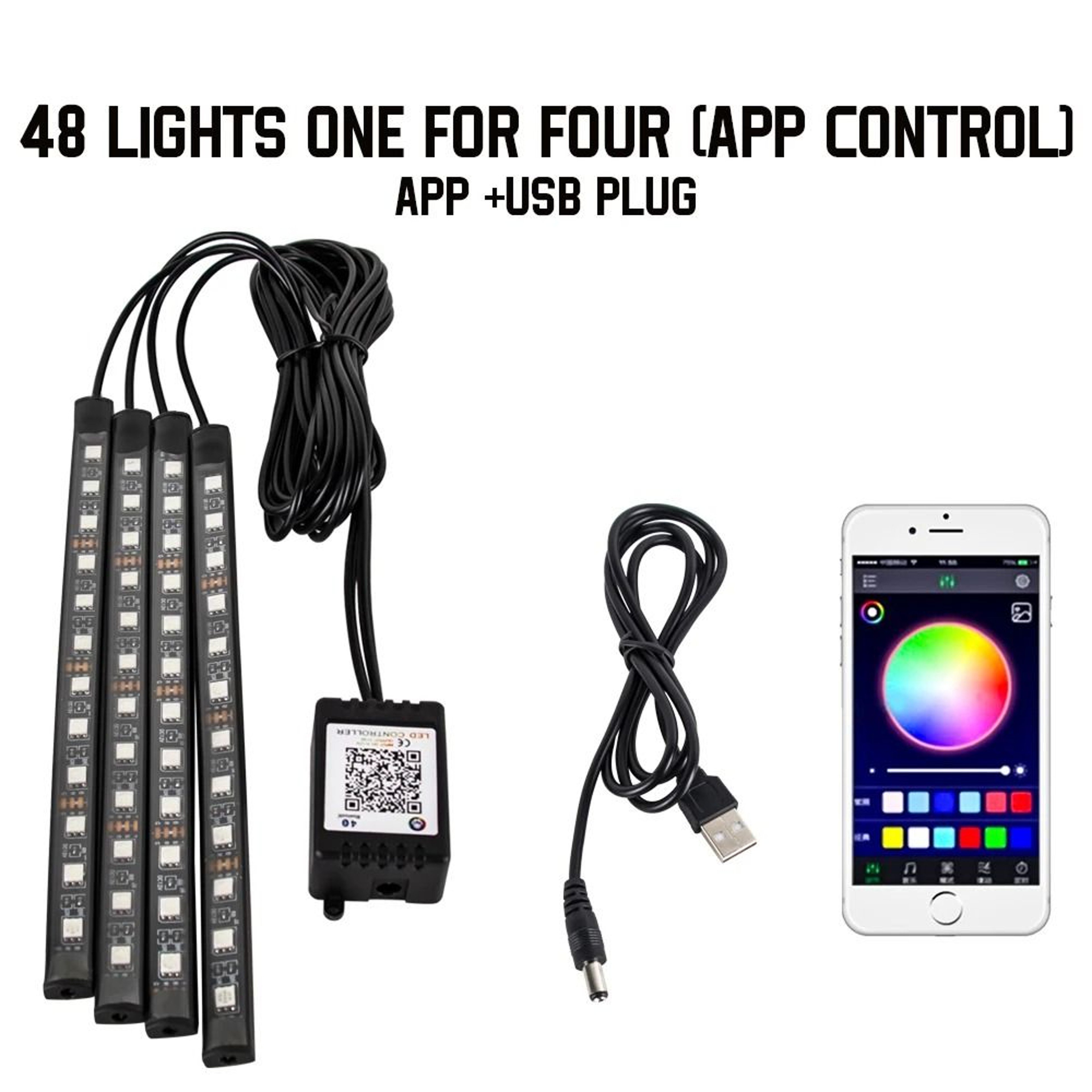 Neon LED Car Interior Ambient Foot Light USB RGB Light 13