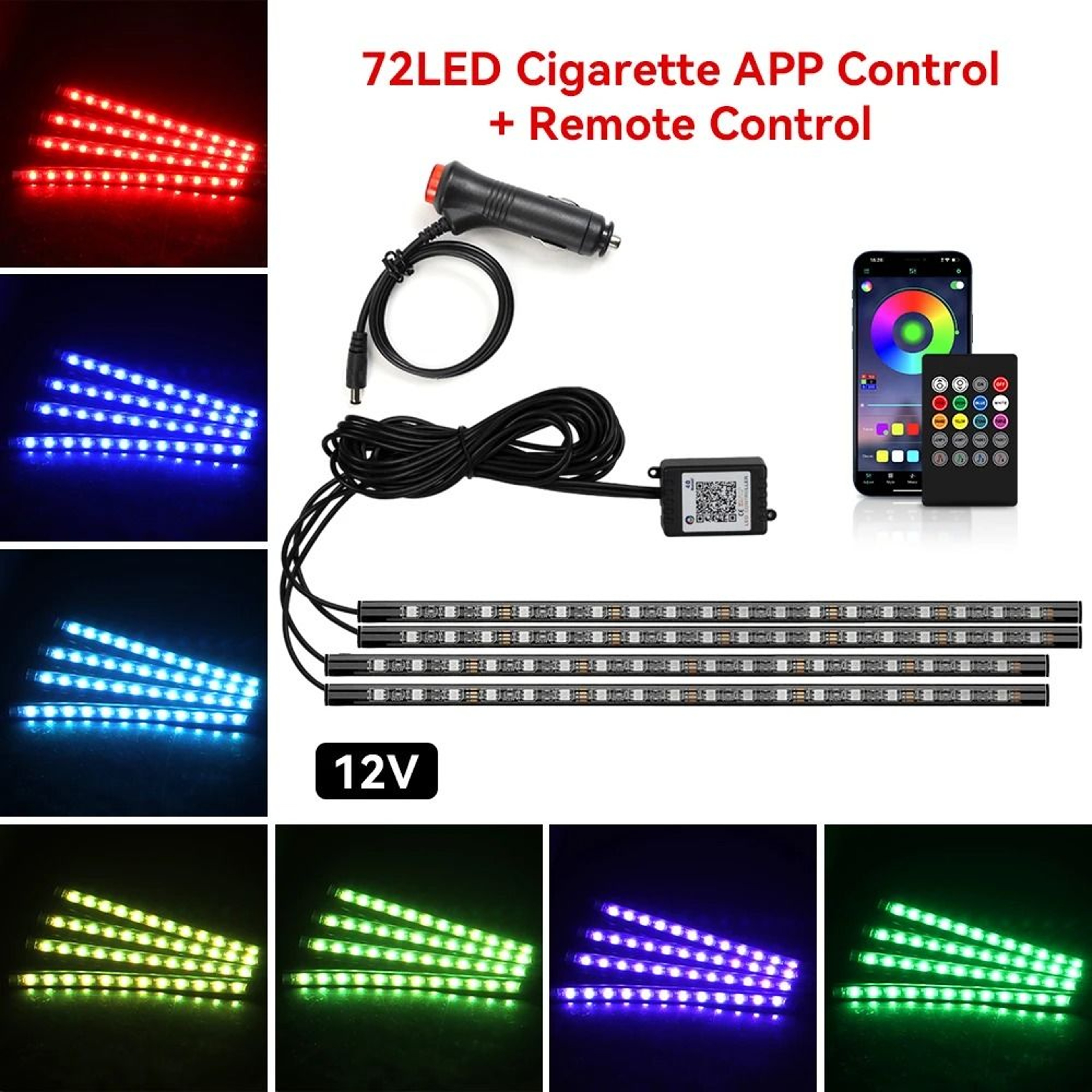 Neon LED Car Interior Ambient Foot Light USB RGB Light 6