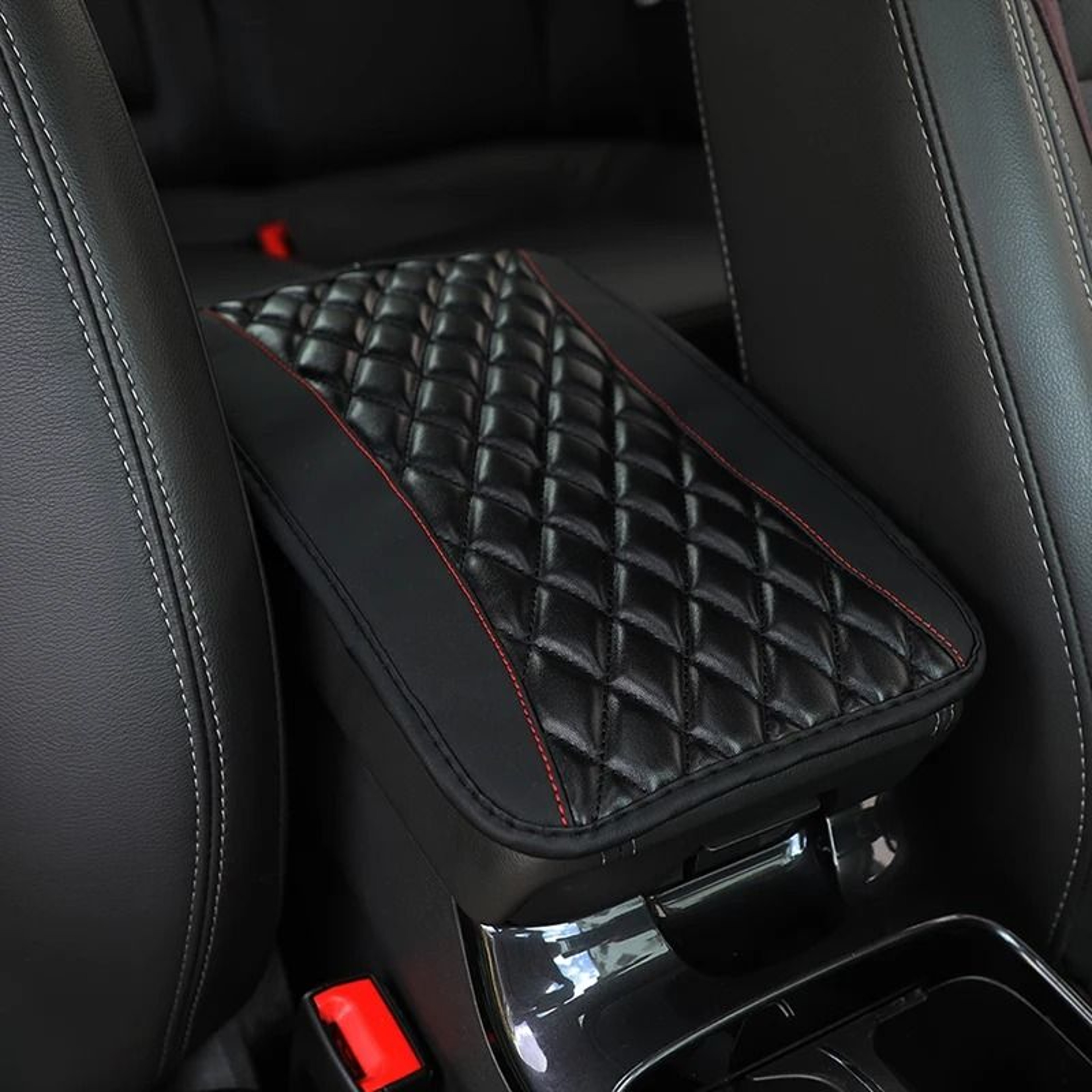 PU Leather Car Armrest Cover Mat Ethnic Print Pad 6
