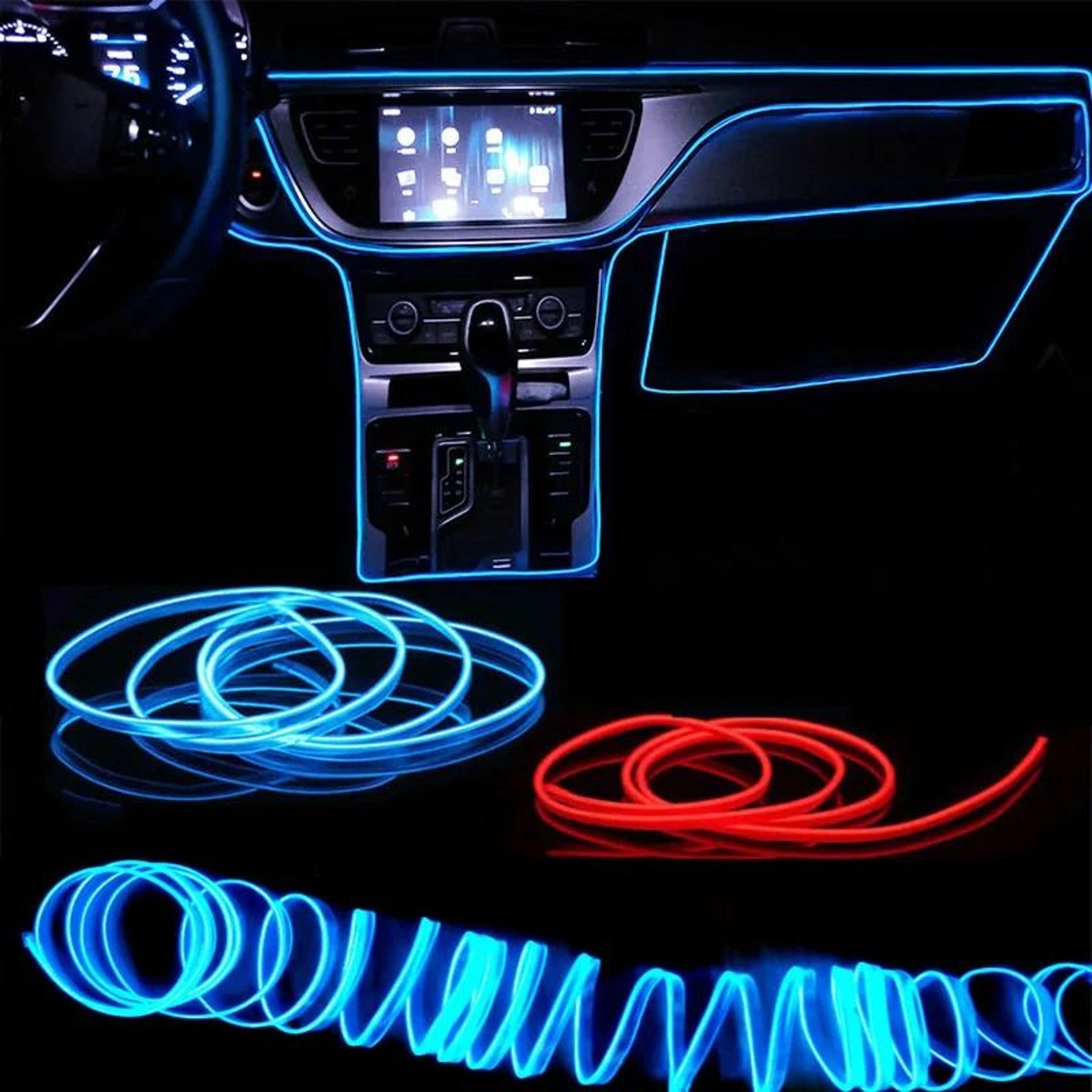 Car Interior LED Neon Strip Ambient Light USB Flexible Lighting 0