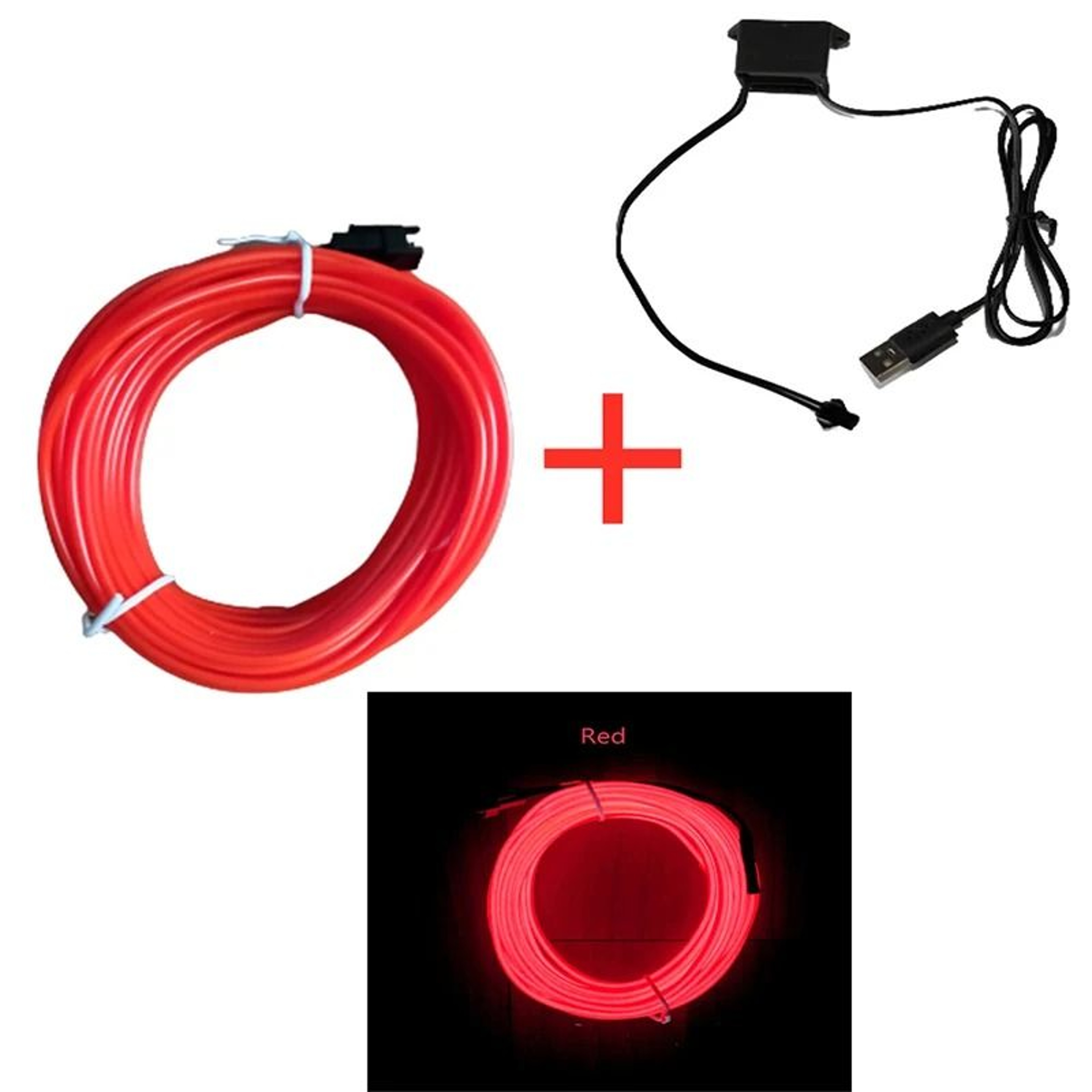 Car Interior LED Neon Strip Ambient Light USB Flexible Lighting 7