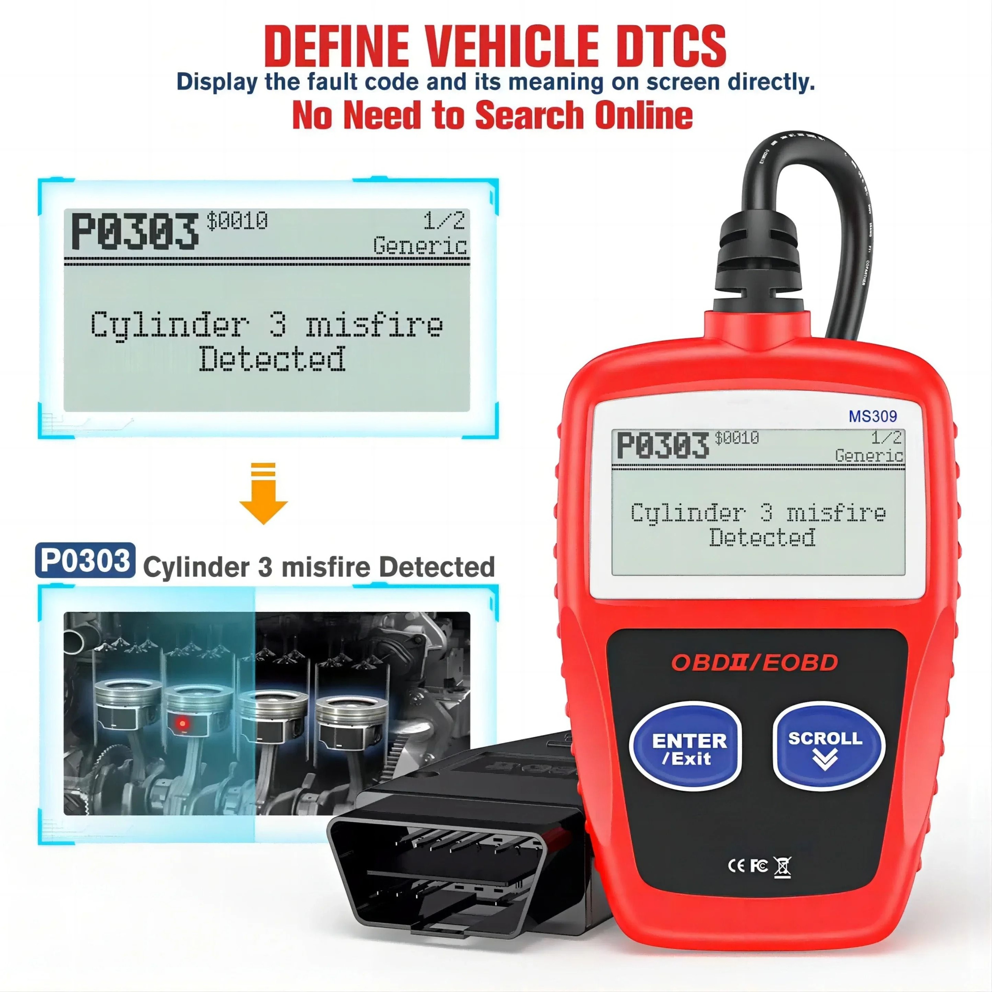 Advanced Car Diagnostic Tool Plus MS309 OBD2 Scanner 2