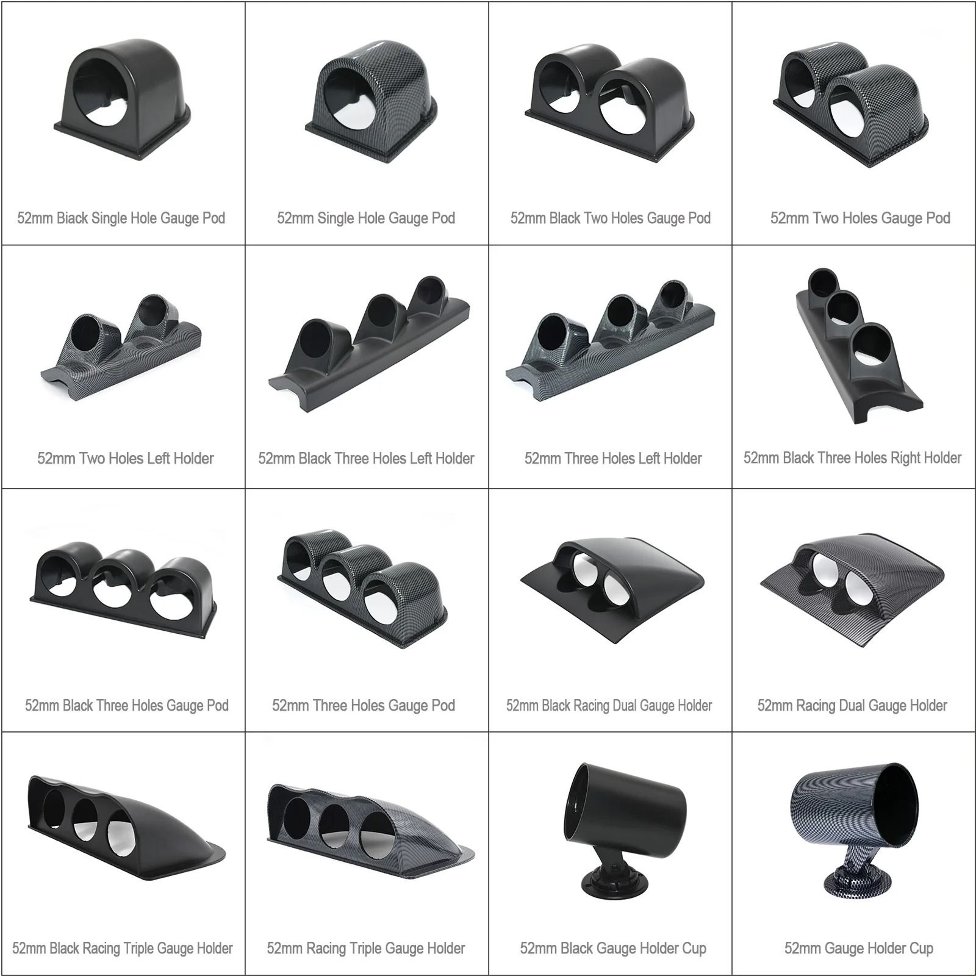 52mm Car Gauge Pod Black Single Dual Triple Hole Holder Bracket 1