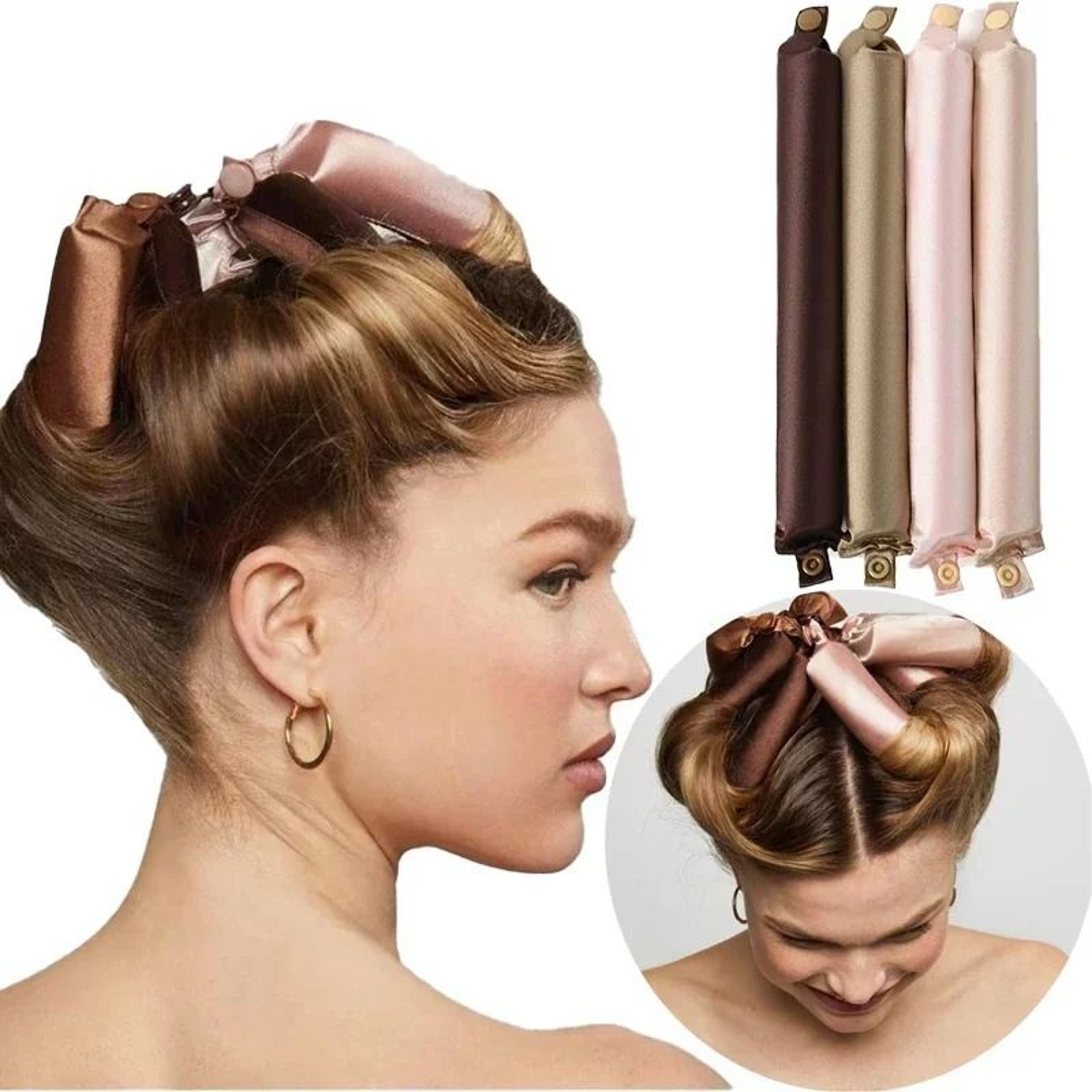 Heatless Hair Curler Satin Curling Rod For Overnight Soft Curls 0