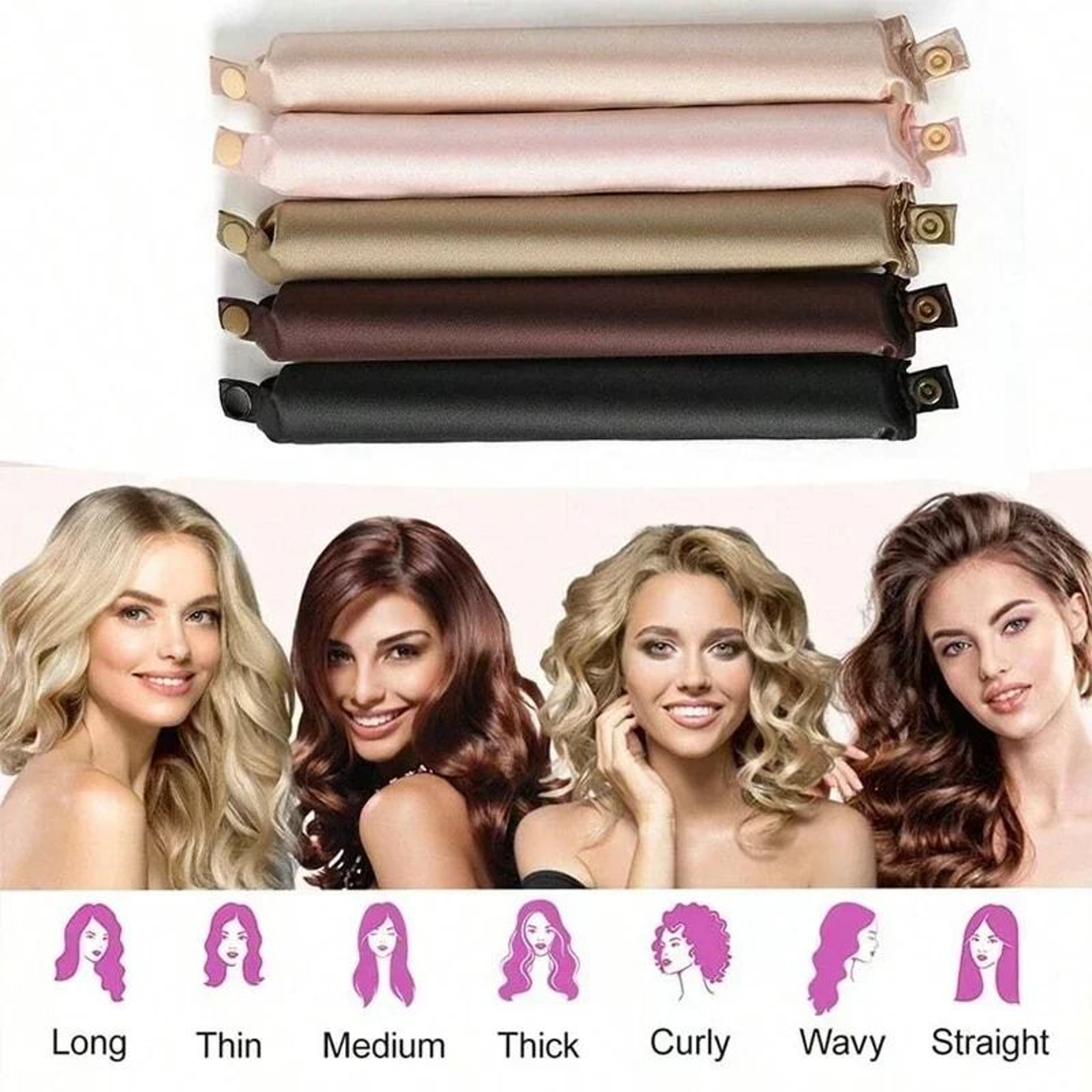 Heatless Hair Curler Satin Curling Rod For Overnight Soft Curls 2