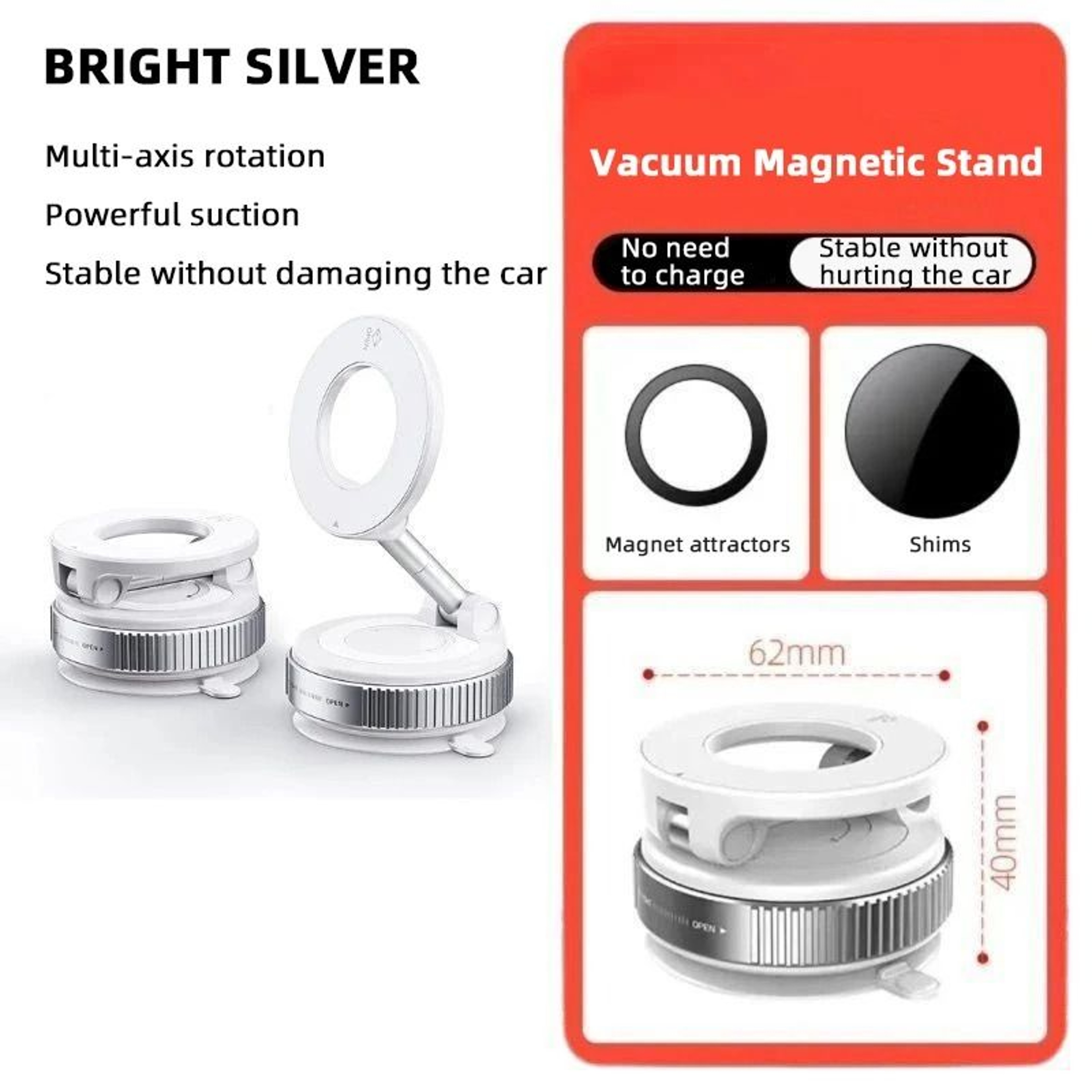 Magnetic Phone Holder With Three Axis Rotation For Adjustable Hands Free Use 6