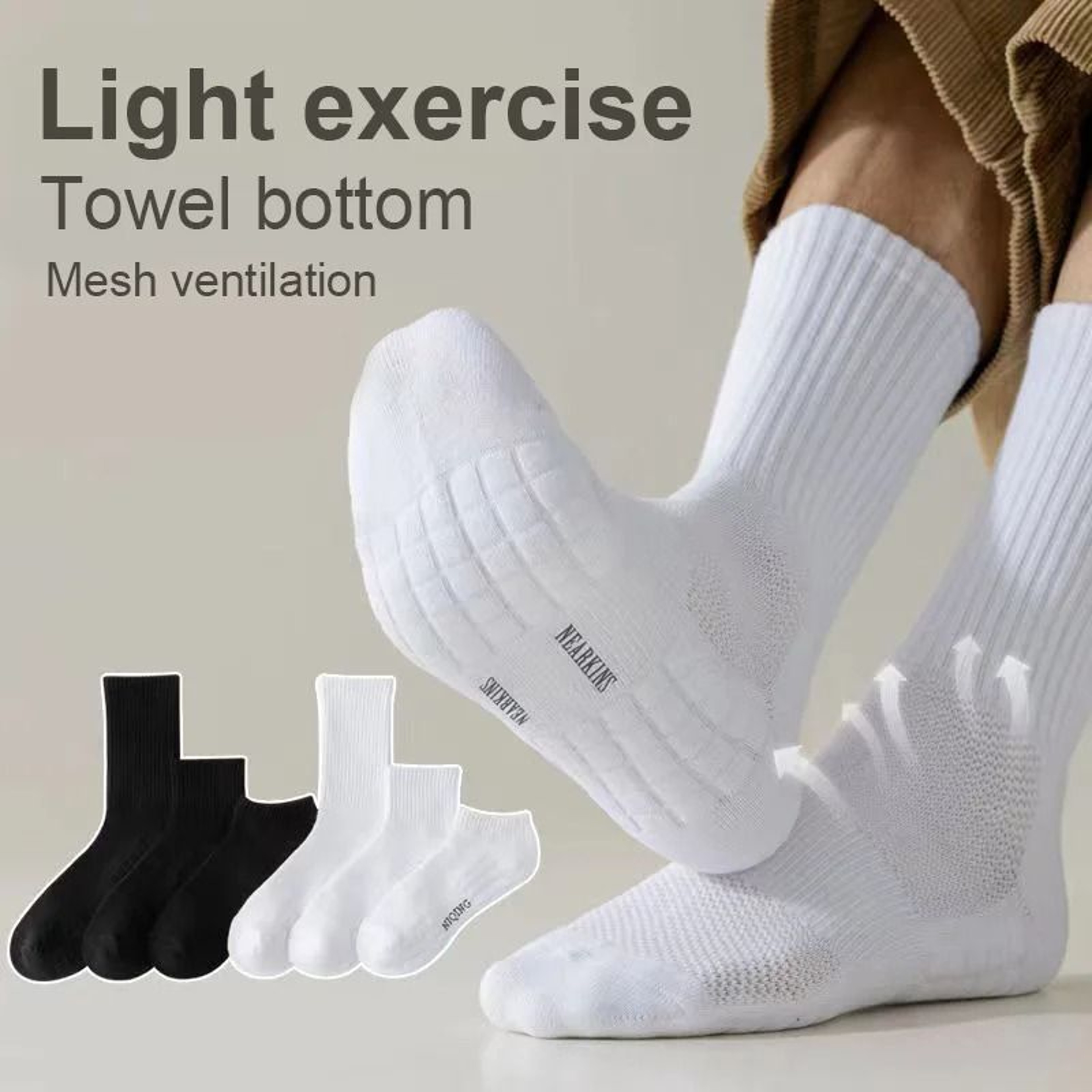 Mens Cotton Mid Tube Sports Socks With Thick Towel Bottom And Deodorizing Comfort 0
