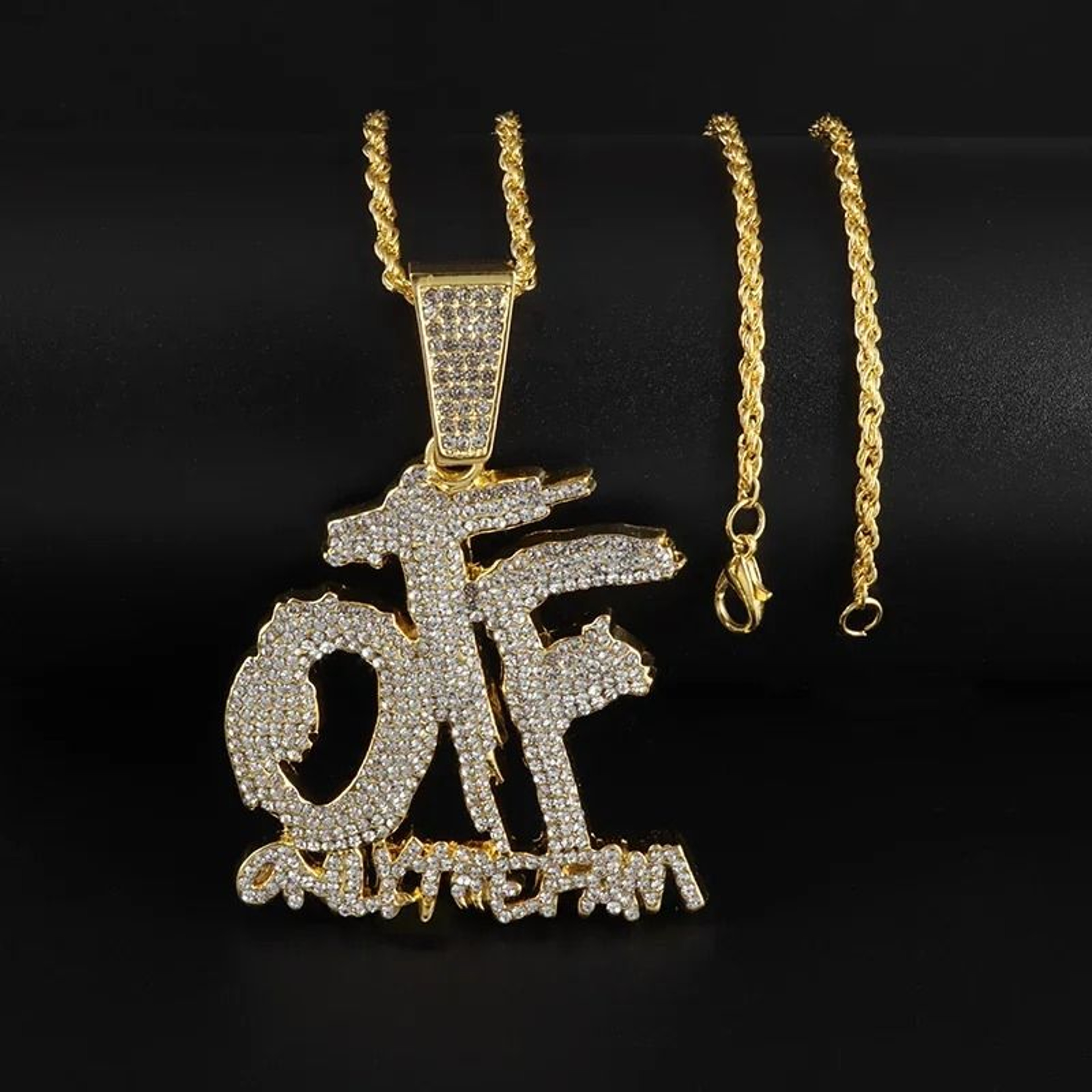 Luxurious Ice Crystal Zirconia OTF Pendant Necklace For Men And Women 7