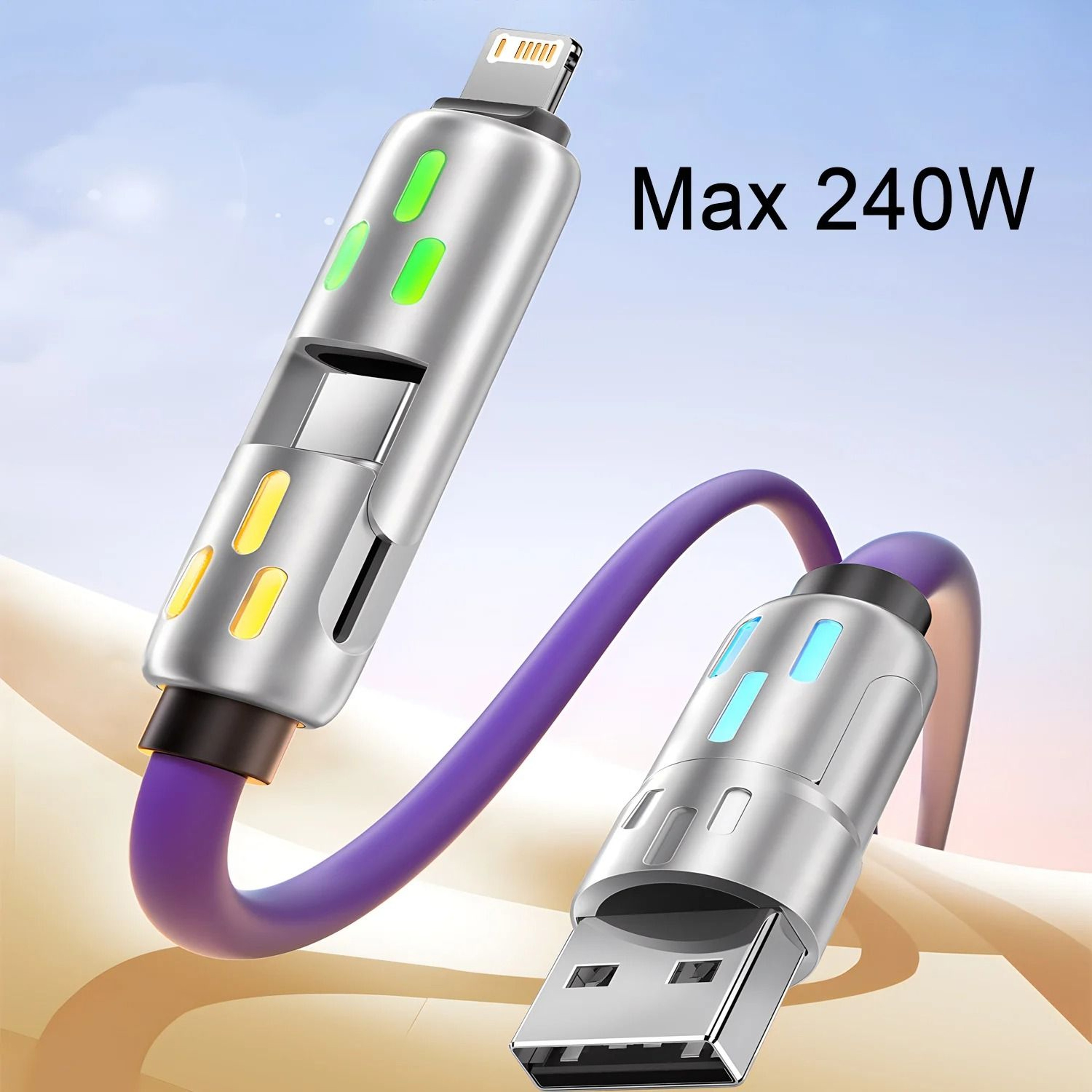 4 In 1 USB Type C To USB C Fast Charging Cable For Phones And Tablets 2