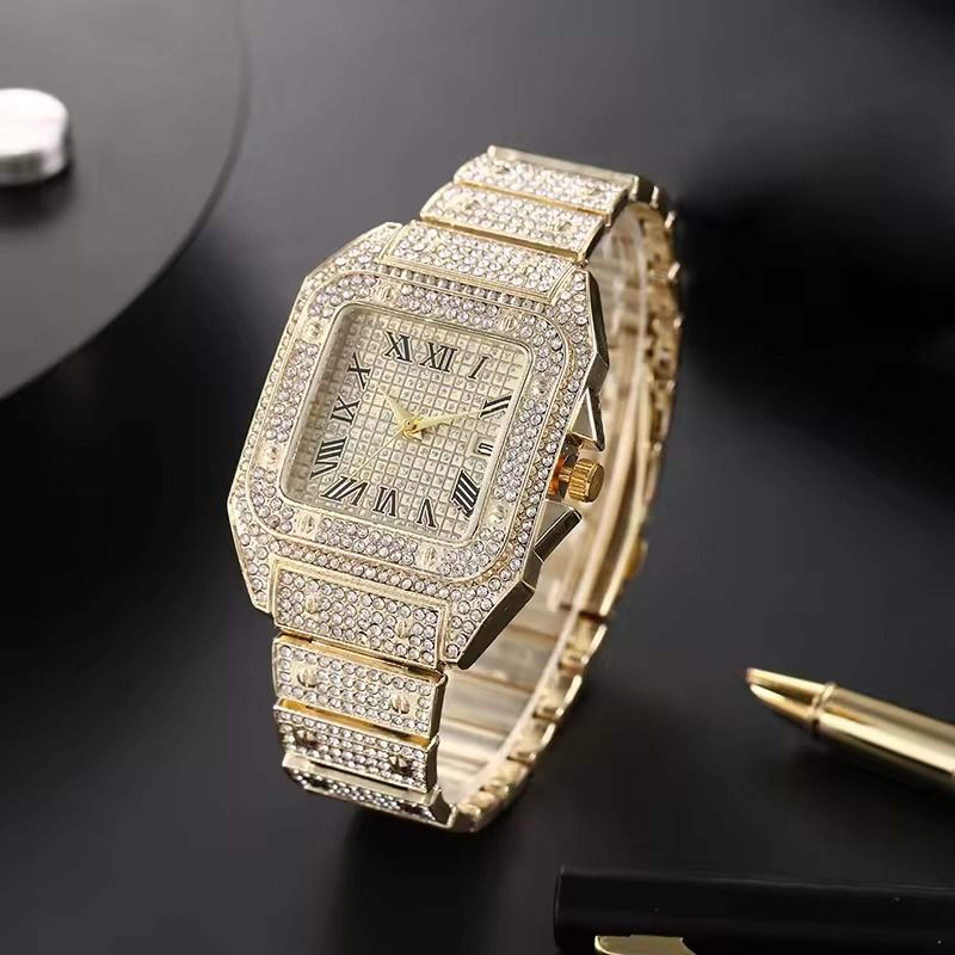 Luxury Business Steel Strap Roman Scale Quartz Watch For Men 2