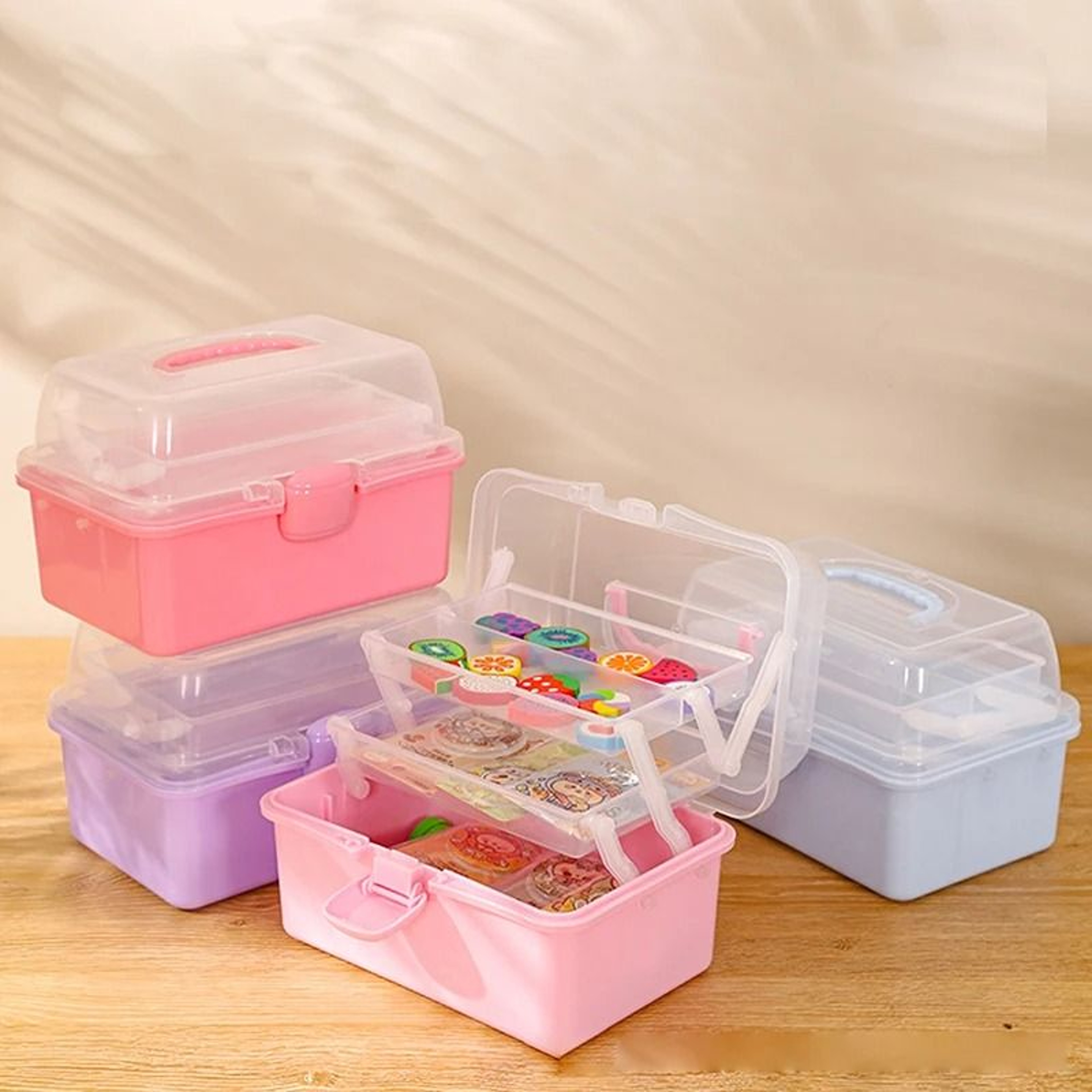 Foldable Three Tier Storage Box For Kids Accessories And Jewelry Organization 0