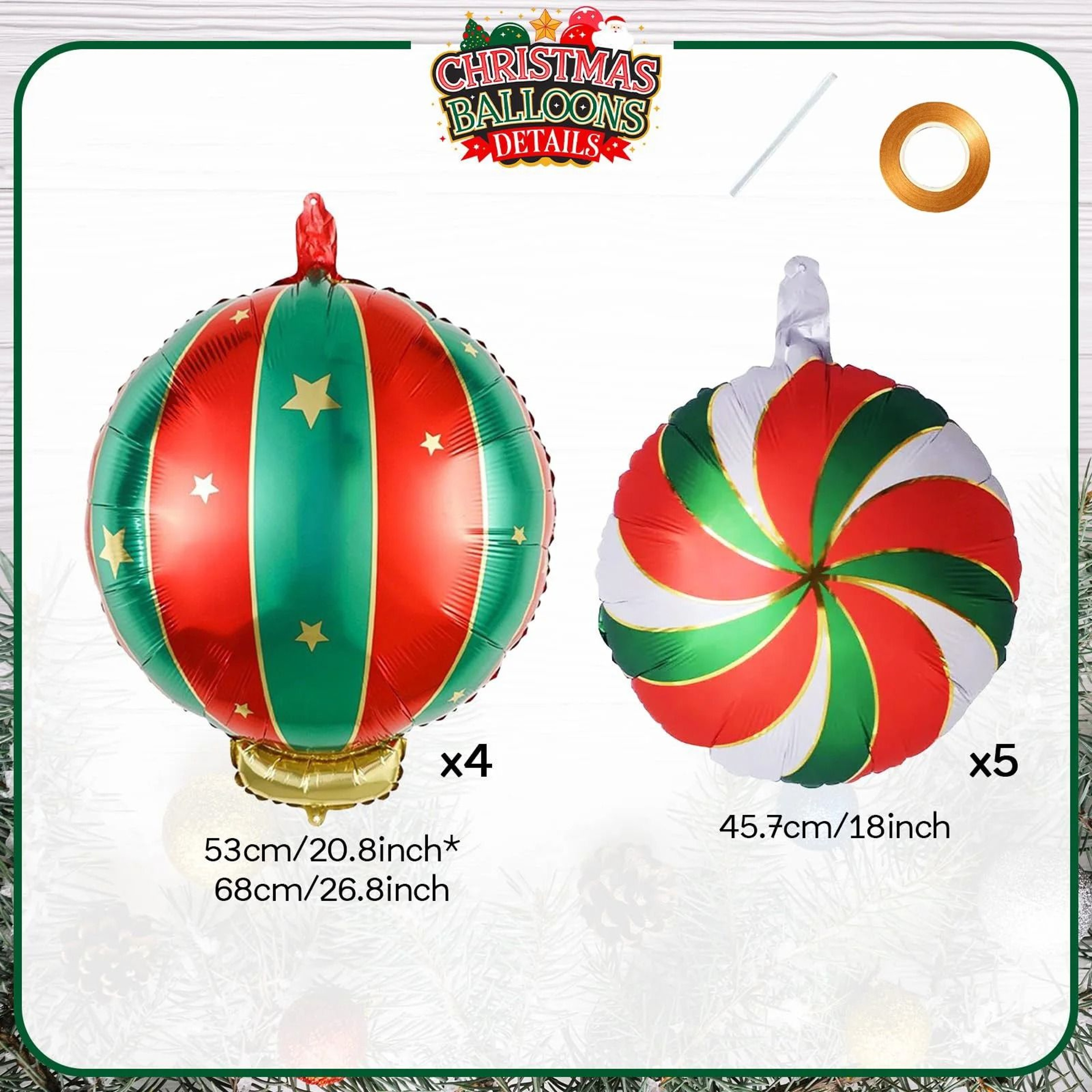 Christmas Round Candy Lollipop Foil Balloon Set 9 Pcs 1