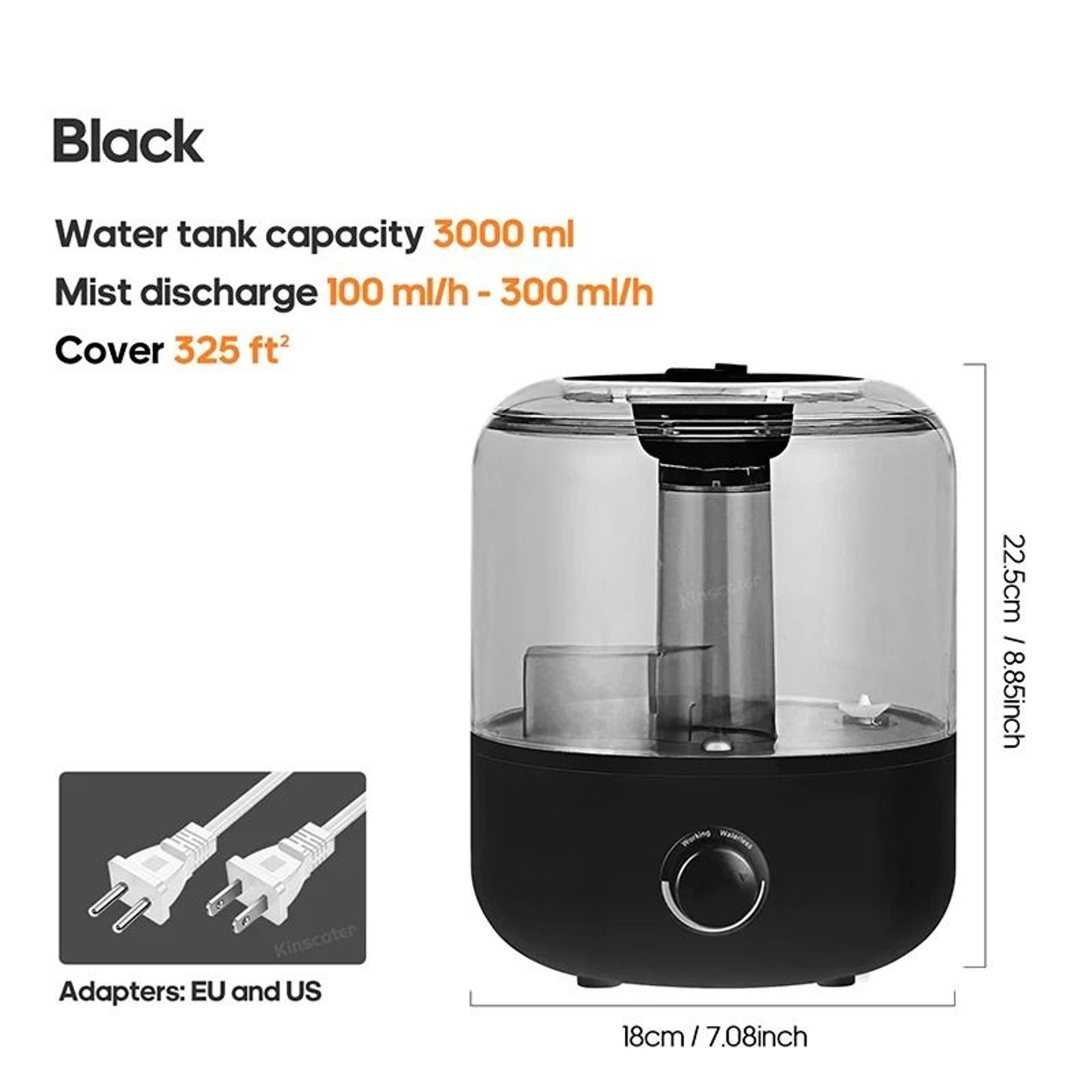 KINSCOTER Large Capacity 3L Home Air Humidifier With Plant Mist And Remote Control 6