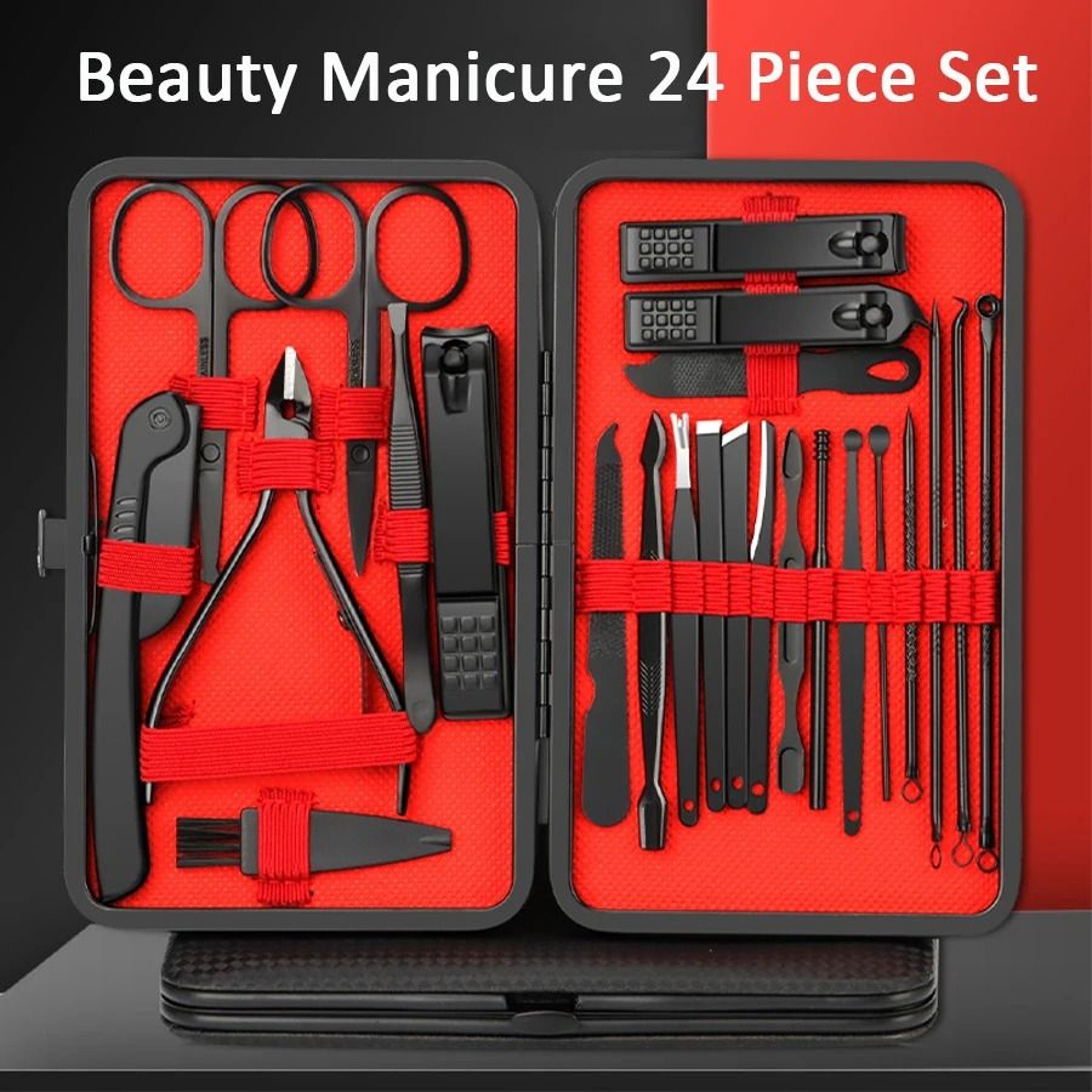 Stainless Steel Manicure Set Nail Clippers Kit 7 10 12 18 20 24 PCS With Leather Case 0