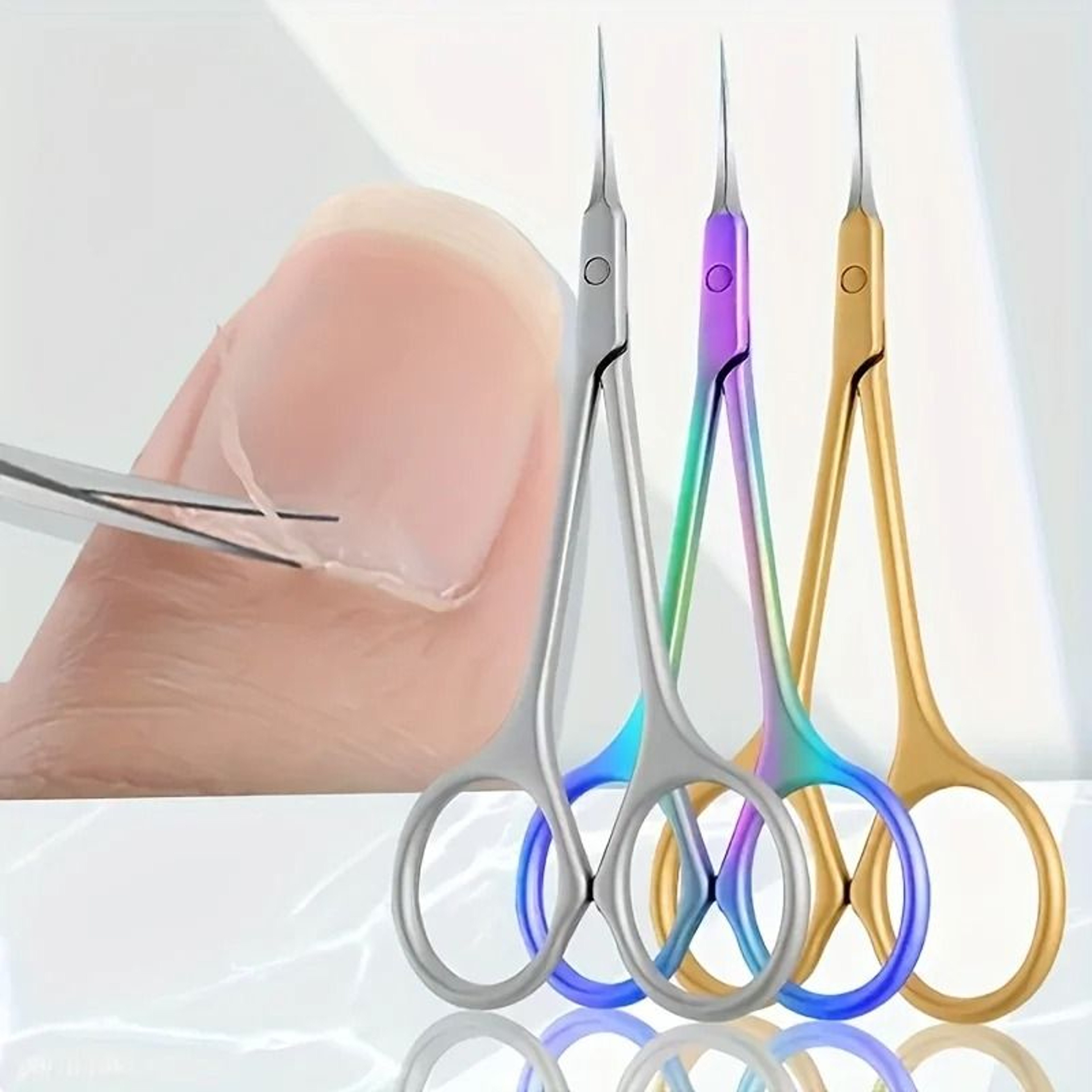 Stainless Steel Curved Tip Thin Blade Cuticle Scissors And Trimmer Manicure Tool 0