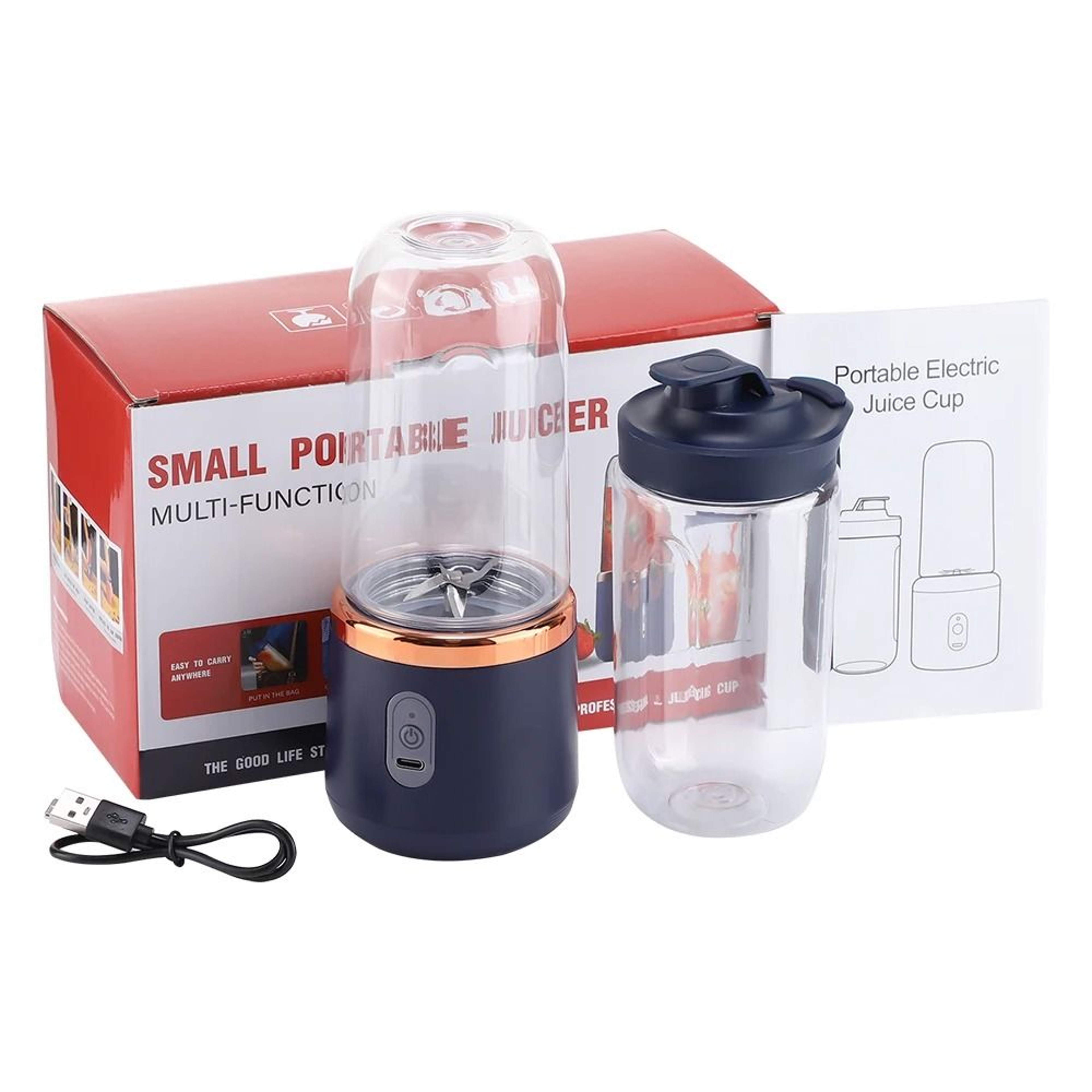 Electric Juicer Cup With 6 Blades Portable USB Rechargeable Personal Smoothie Blender 6