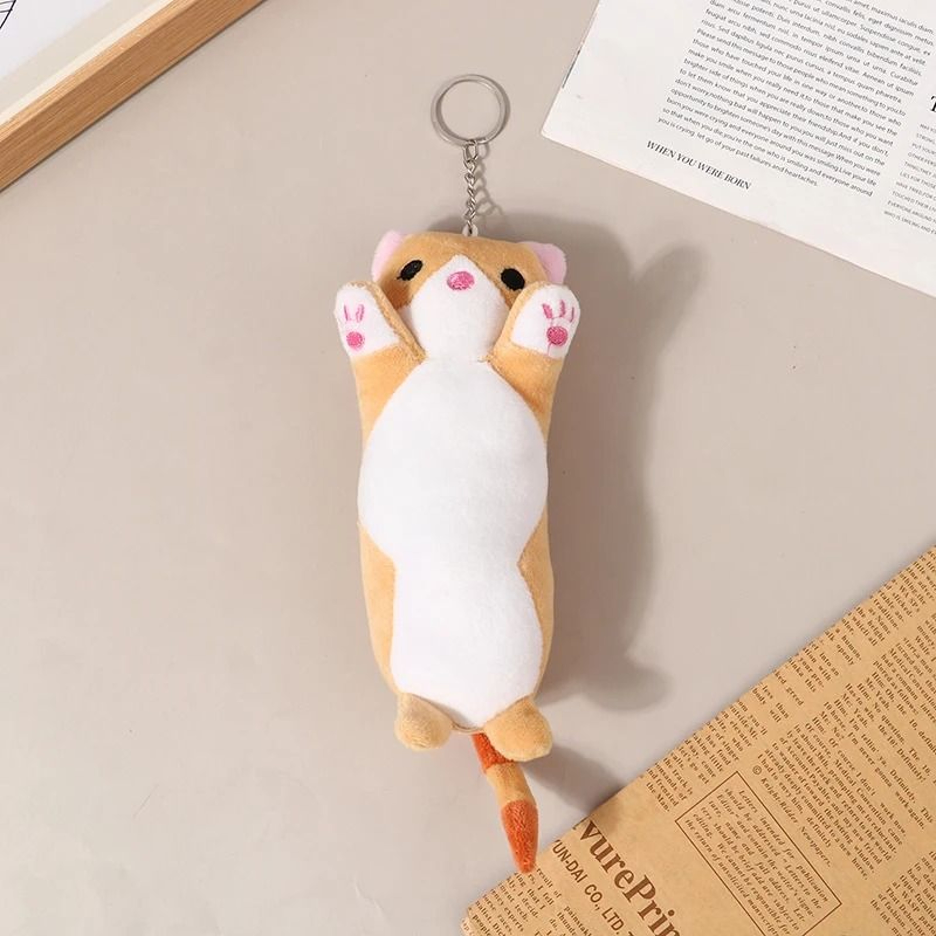 Lovely Long Cat Plush Doll Keychain For Kids And Girls Soft Stuffed Animal Pendant 6