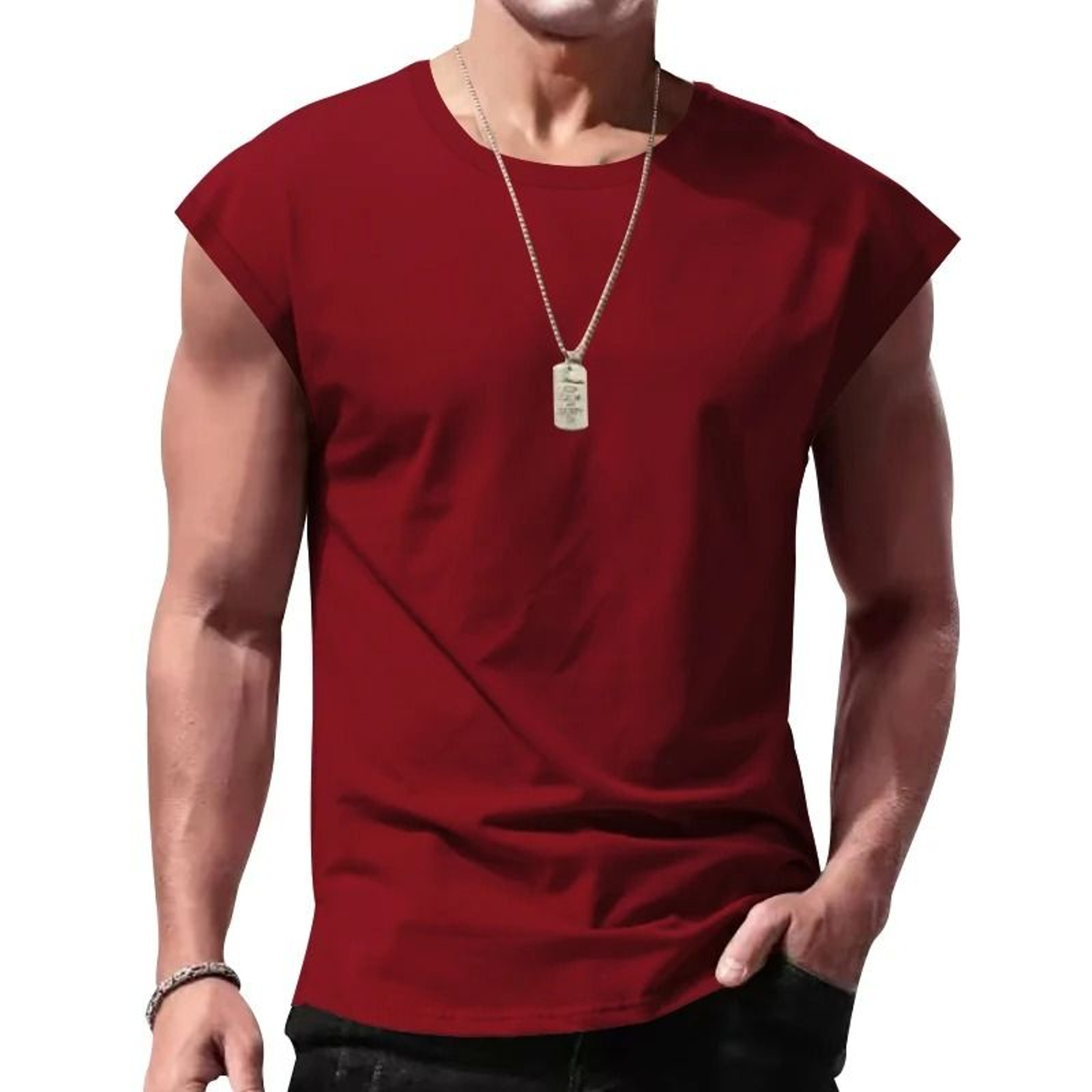Mens Summer Sleeveless Loose Fit Sports TShirt Vest 11