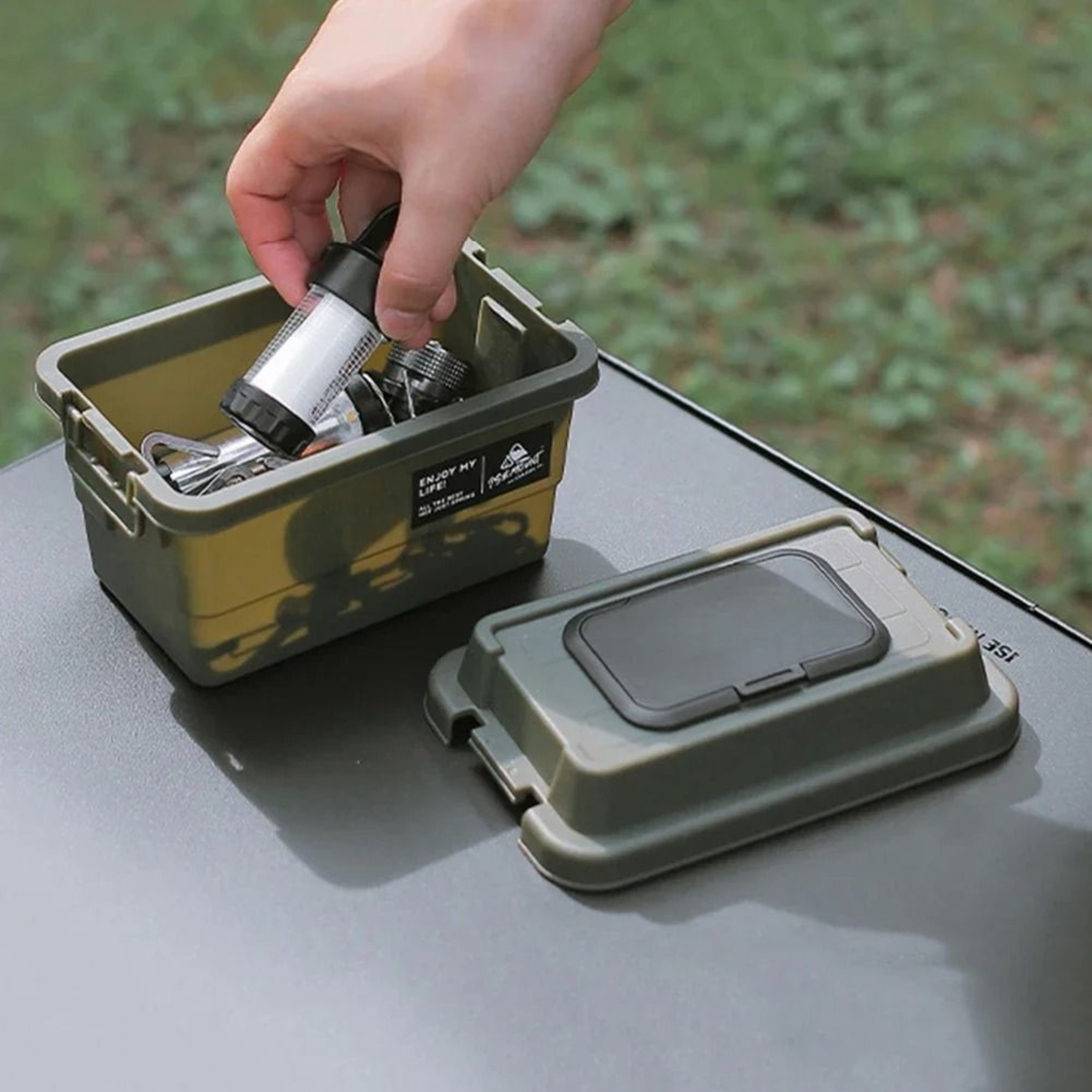 Outdoor Tissue Storage Box Portable 11L Camping Napkin And Seasoning Organizer Bucket 3