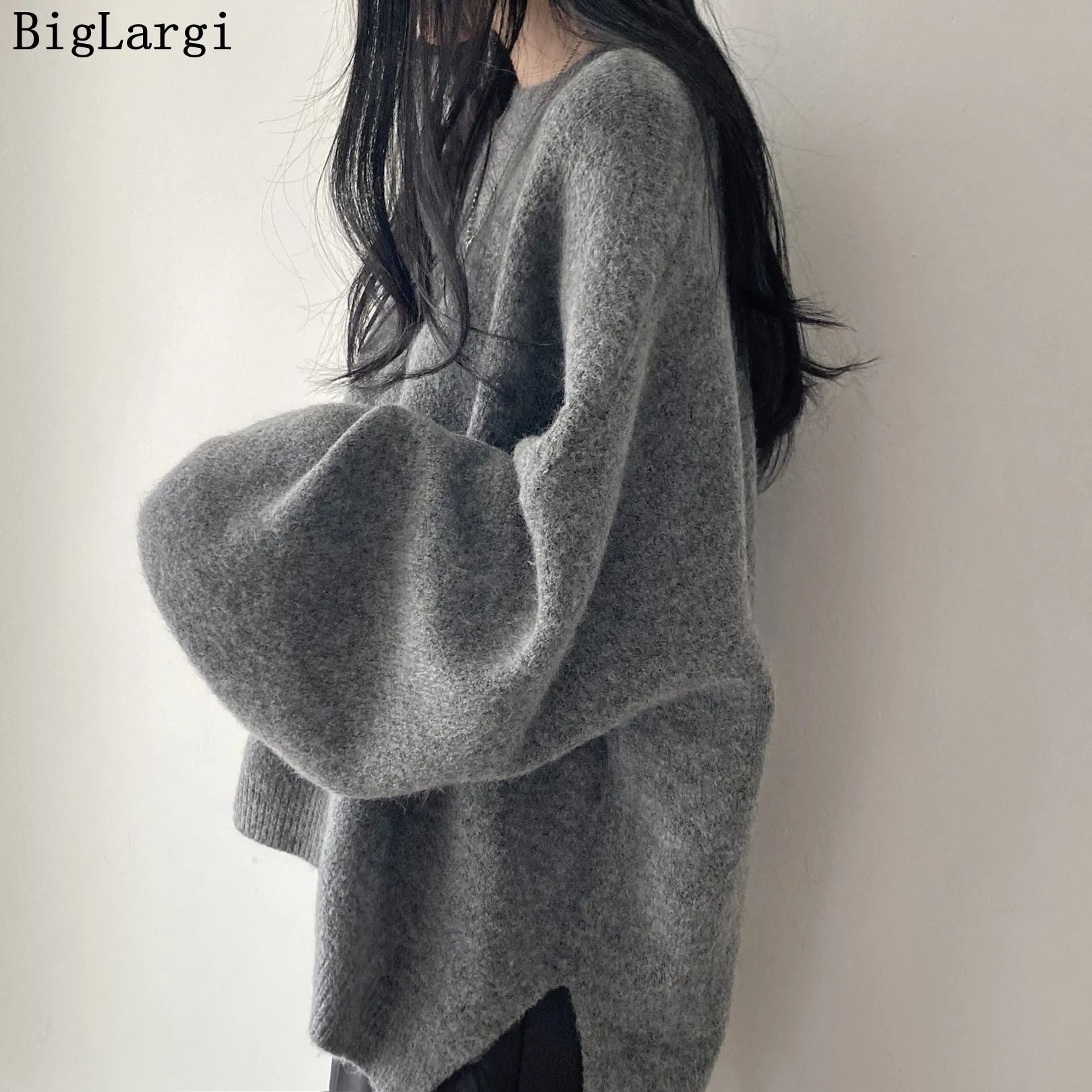 Soft Oversize Knit Pullover Long Sleeve Warm Autumn Sweater 0