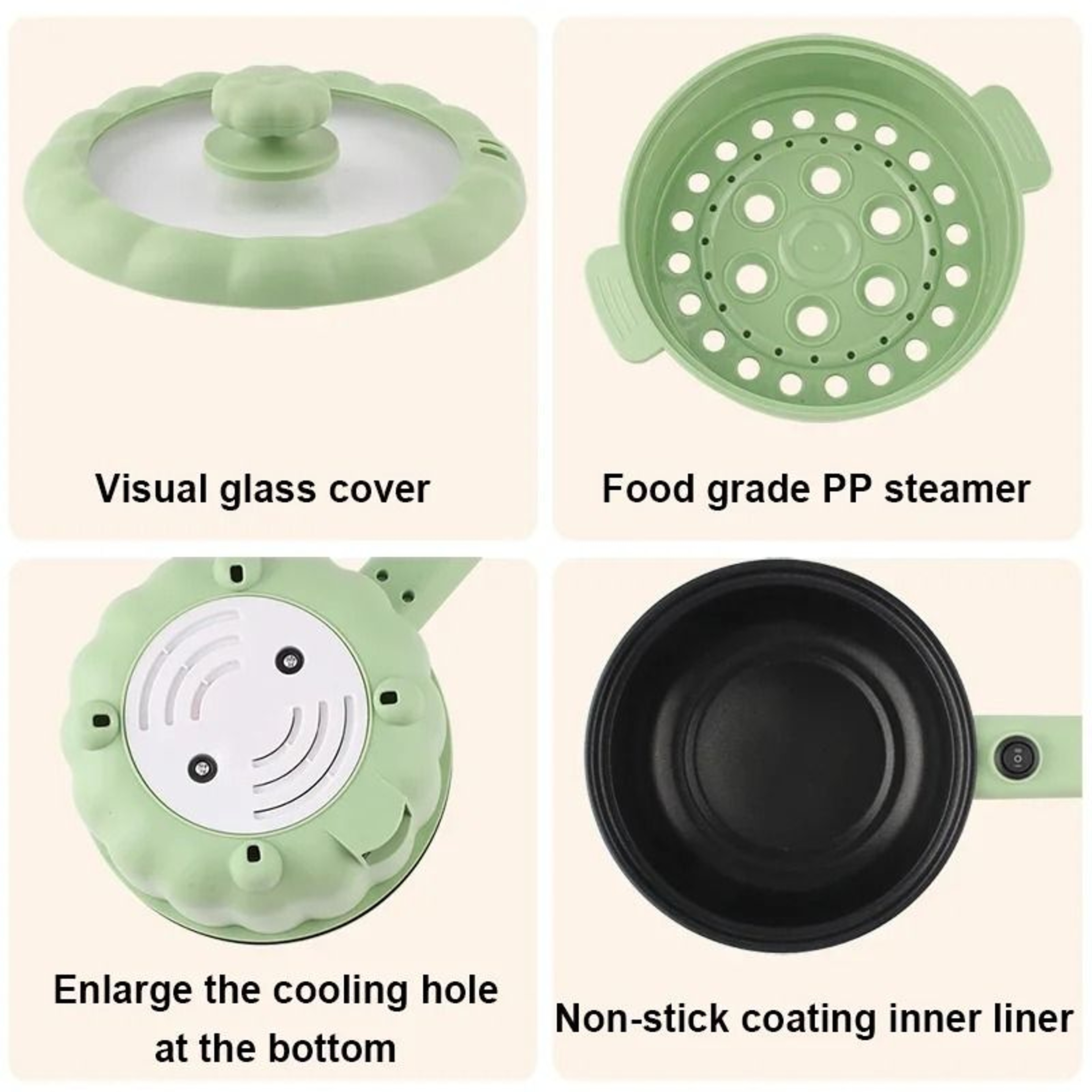 Multifunction Electric Mini Skillet And Hotpot Cooker With Ceramic Glaze Liner 4