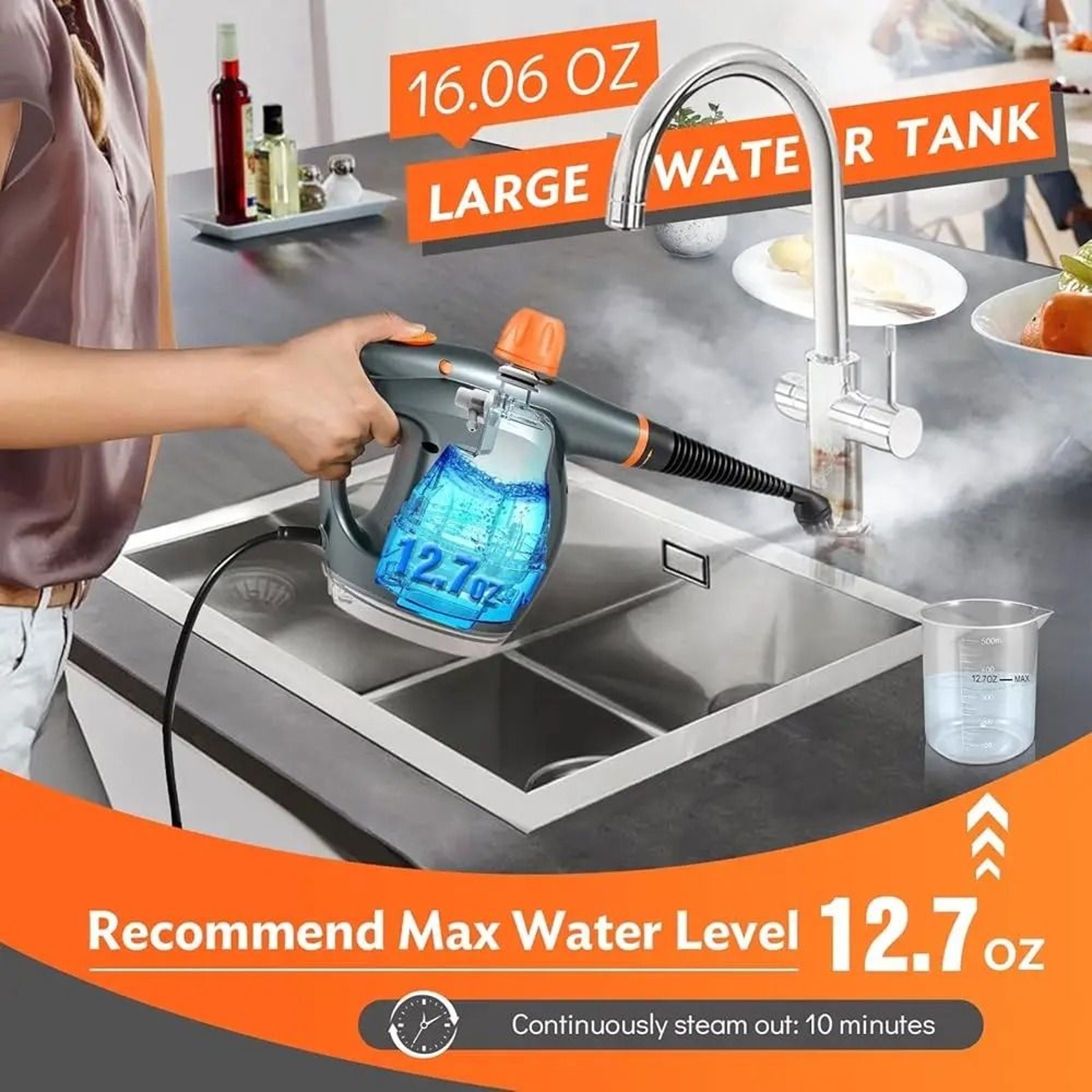 Powerful Handheld Steam Cleaner With Safety Lock And Detergent Container 2