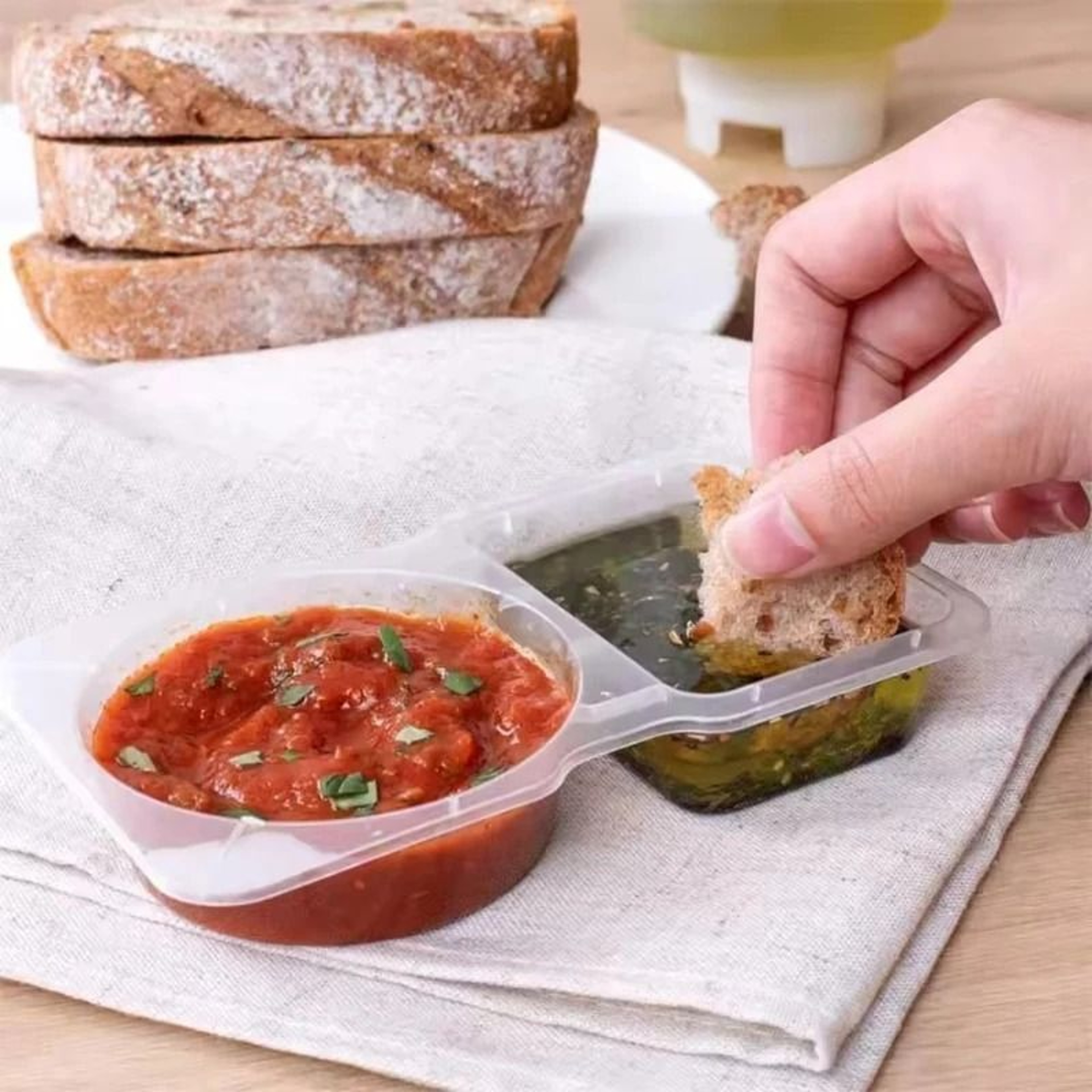 Dual Compartment Condiment And Snack Containers With Lids For Food Storage 4