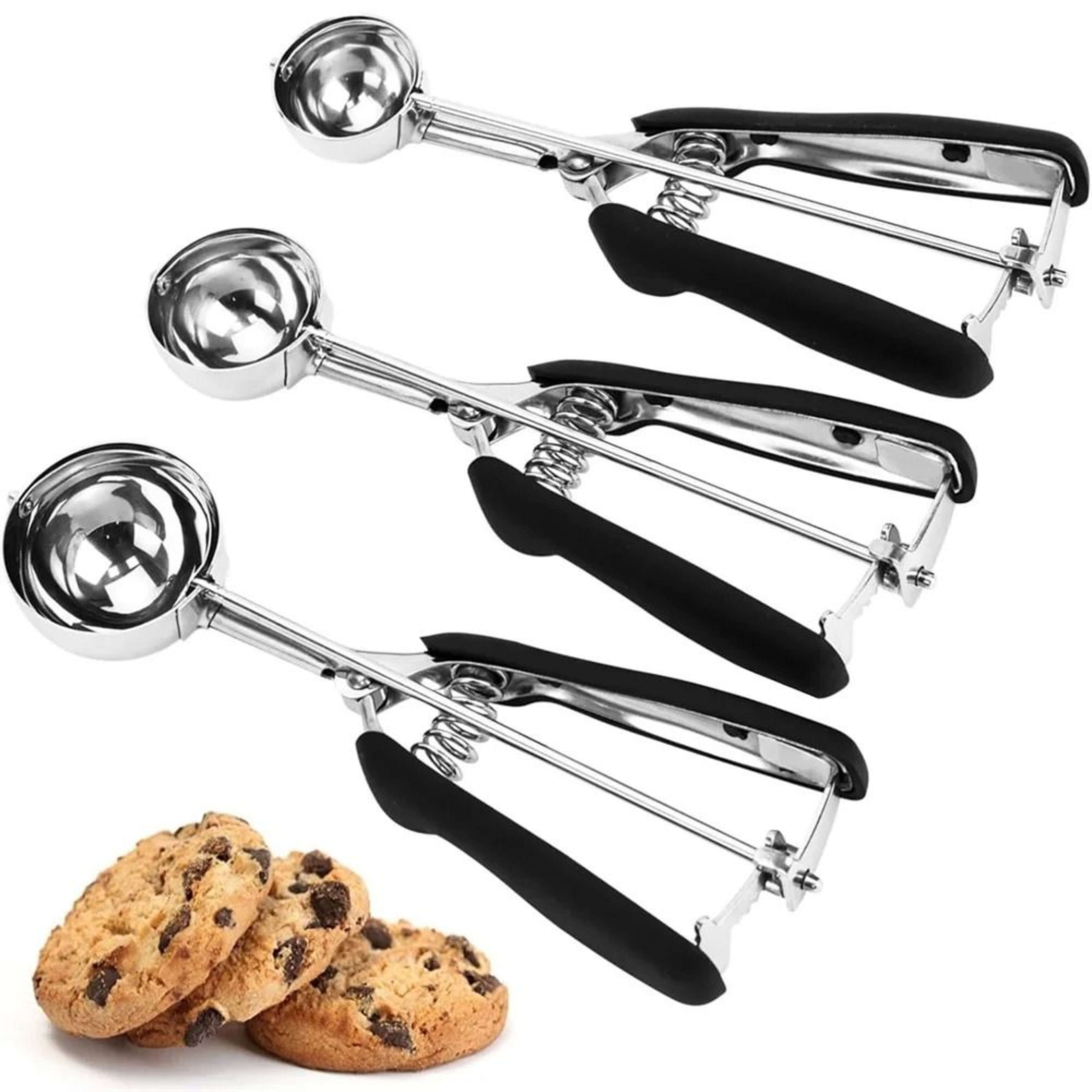 Stainless Steel Ice Cream And Cookie Dough Scoop With Trigger Release Handle 0