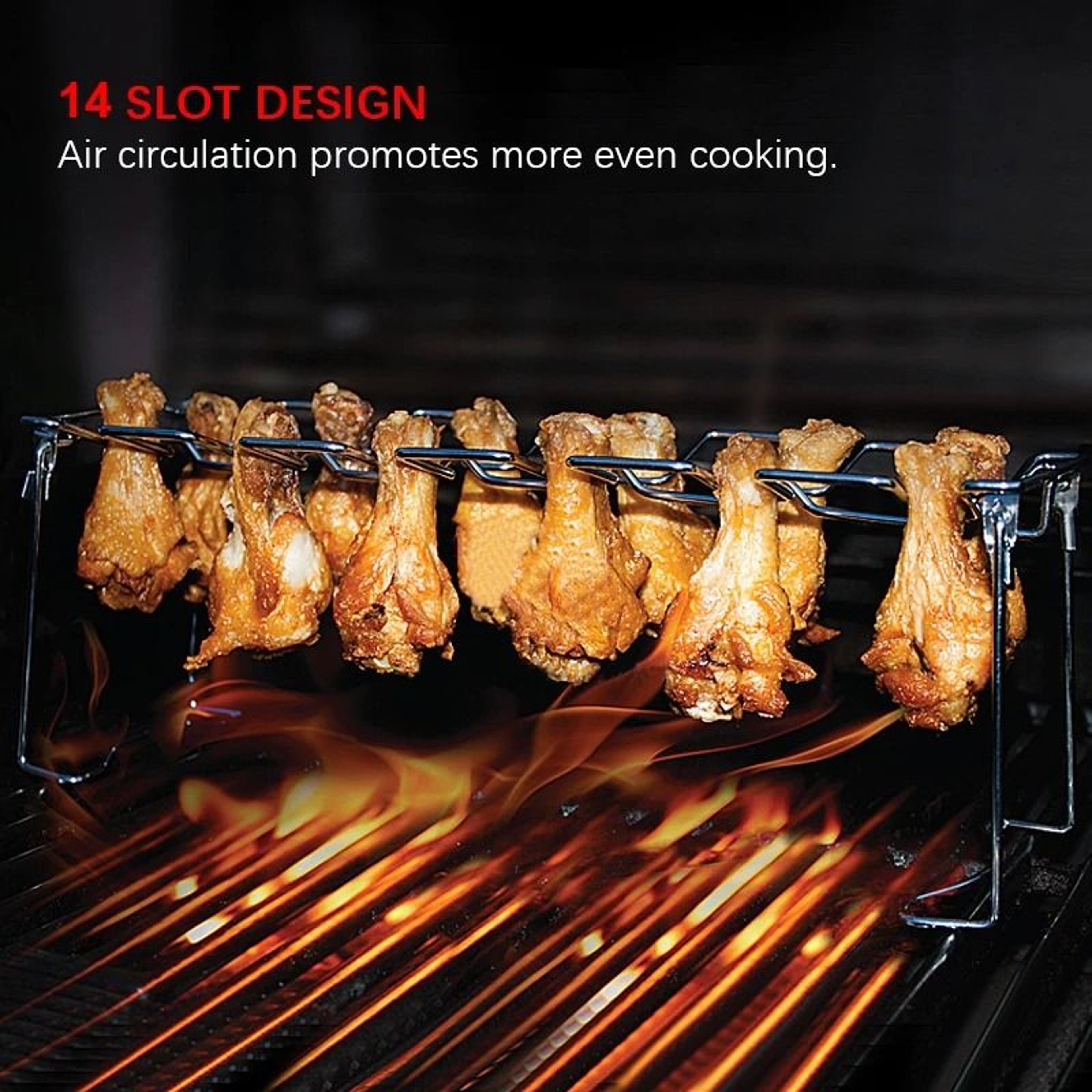 Stainless Steel BBQ Drumstick And Wing Grill Rack With Drip Pan For Oven And Grill Cooking 4